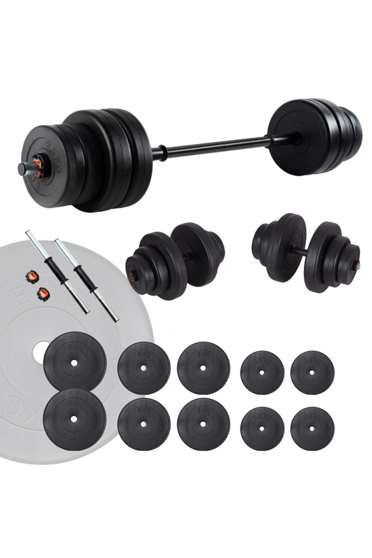Ecgspor 55 KG Halter Seti ve Dambıl Seti Ağırlık Fitness Seti