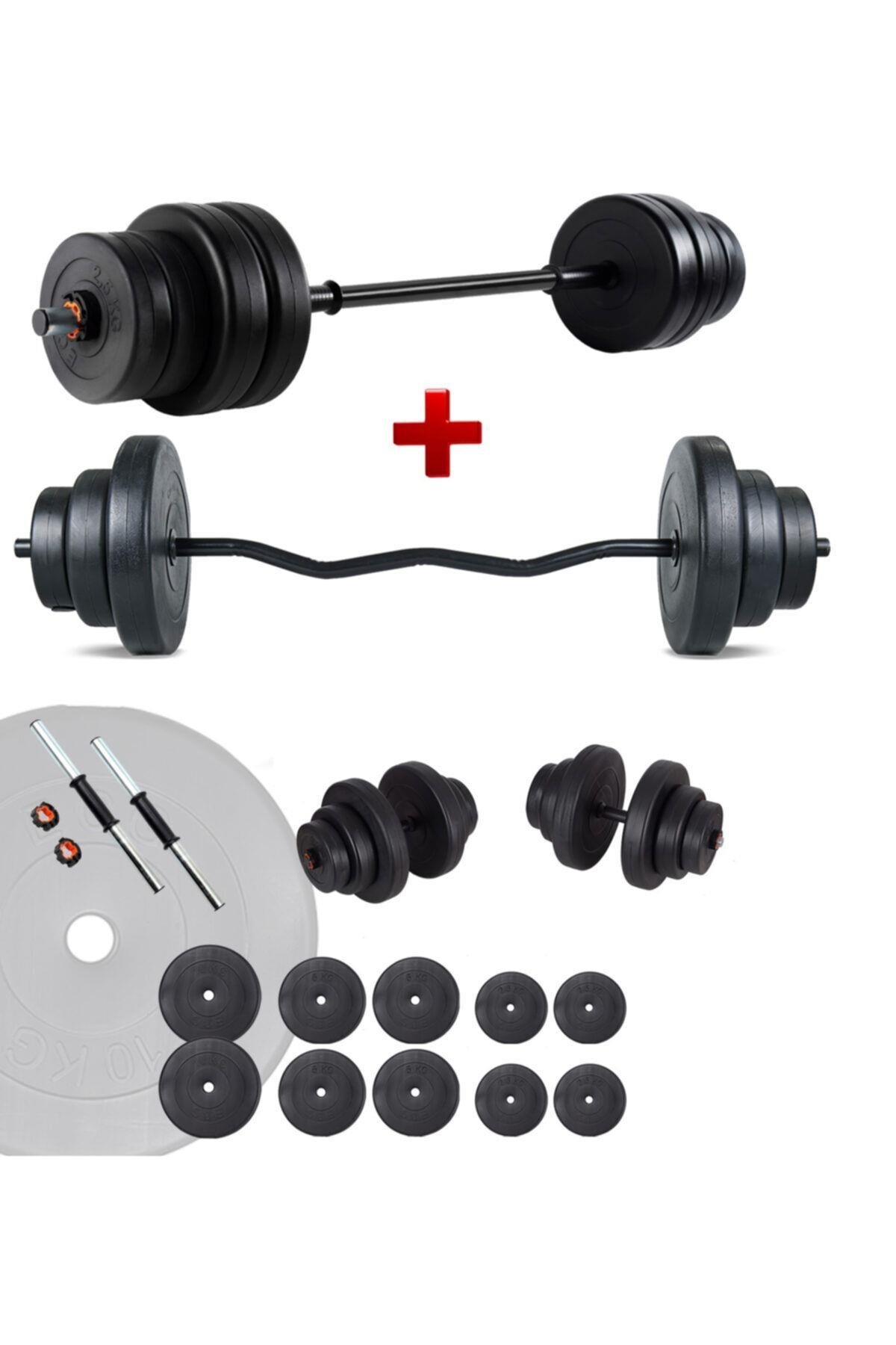 Ecgspor 58 KG Z BAR Halter Seti ve Dambıl Seti Ağırlık Fitness Seti