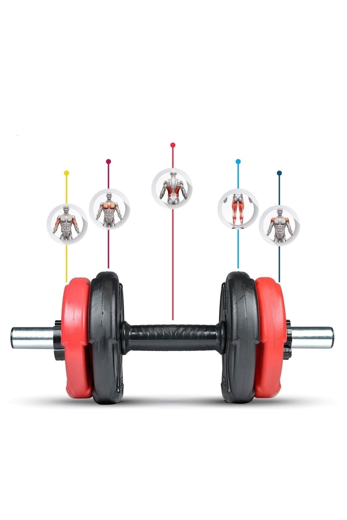 Ecgspor 6 in 1 11 Kg Dambıl Seti Kırmızı Siyah