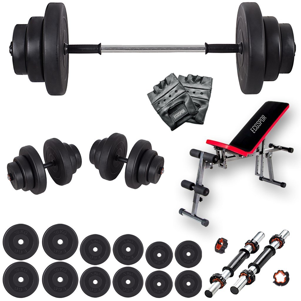 Ecgspor 75 KG Halter Seti ve Dambıl Seti Ağırlık Seti + Bench Sehpası Ağırlık Sehpası