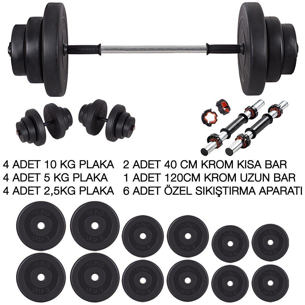 Ecgspor 75 KG Halter Seti ve Dambıl Seti Ağırlık Seti + Bench Sehpası Ağırlık Sehpası