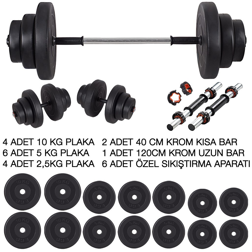 Ecgspor 85 KG Halter Seti ve Dambıl Seti Ağırlık Seti + Premium Bench Sehpa Ağırlık Sehpası