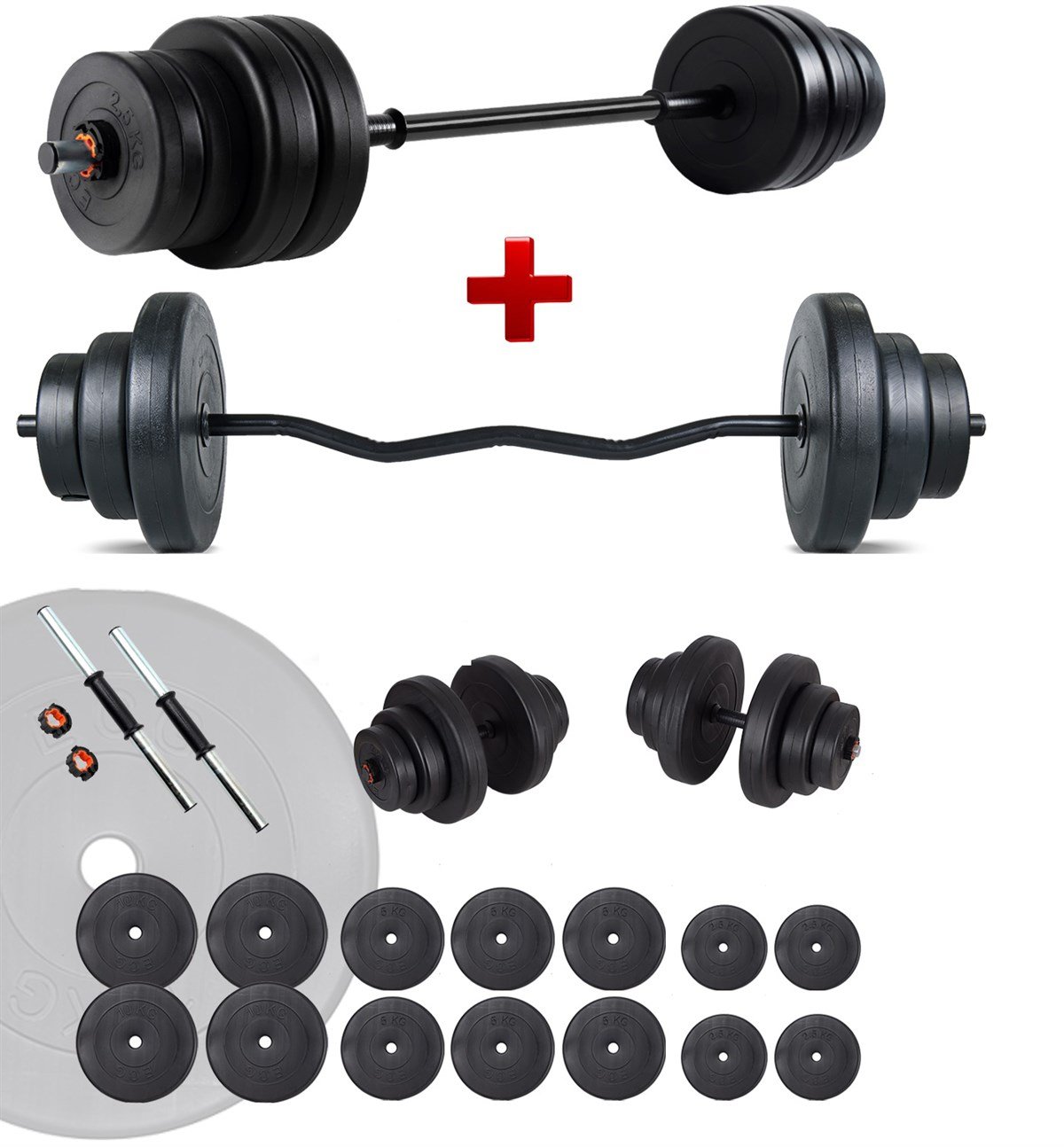Ecgspor 88 KG Z BAR Halter Seti ve Dambıl Seti Ağırlık Fitness Seti