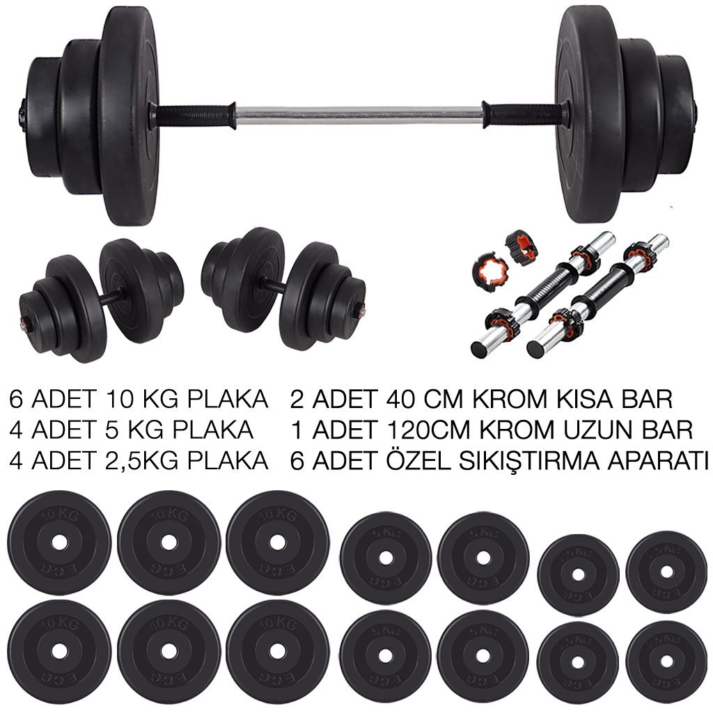 Ecgspor 95 KG Halter Seti ve Dambıl Seti Ağırlık Seti + Bench Sehpası Ağırlık Sehpası