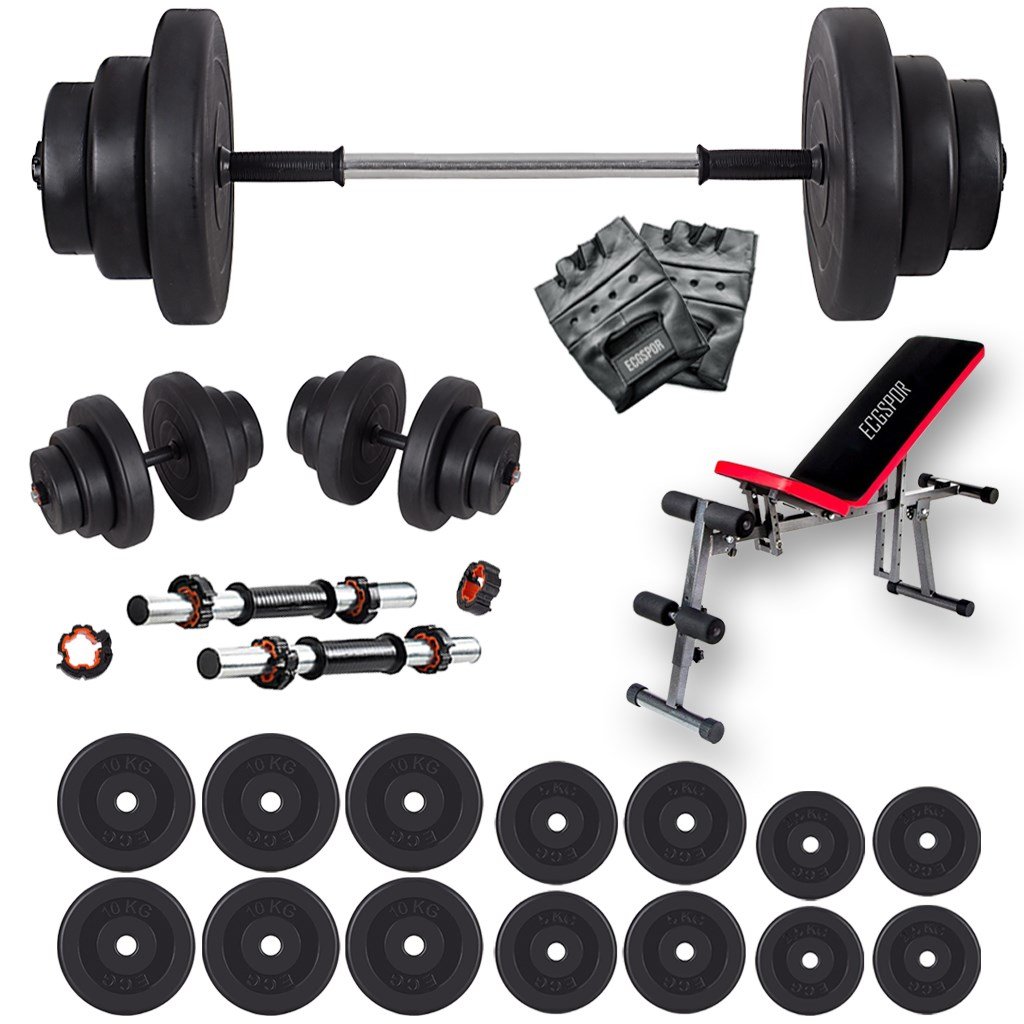 Ecgspor 95 KG Halter Seti ve Dambıl Seti Ağırlık Seti + Bench Sehpası Ağırlık Sehpası