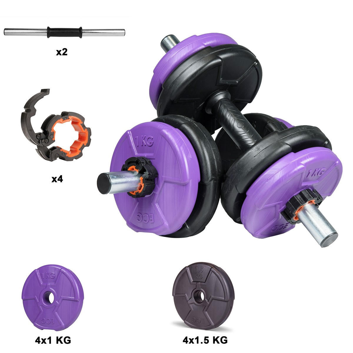 Ecgspor Dambıl Seti 11 – 36 kg – 6 in 1 Modüler Ağırlık Seti
