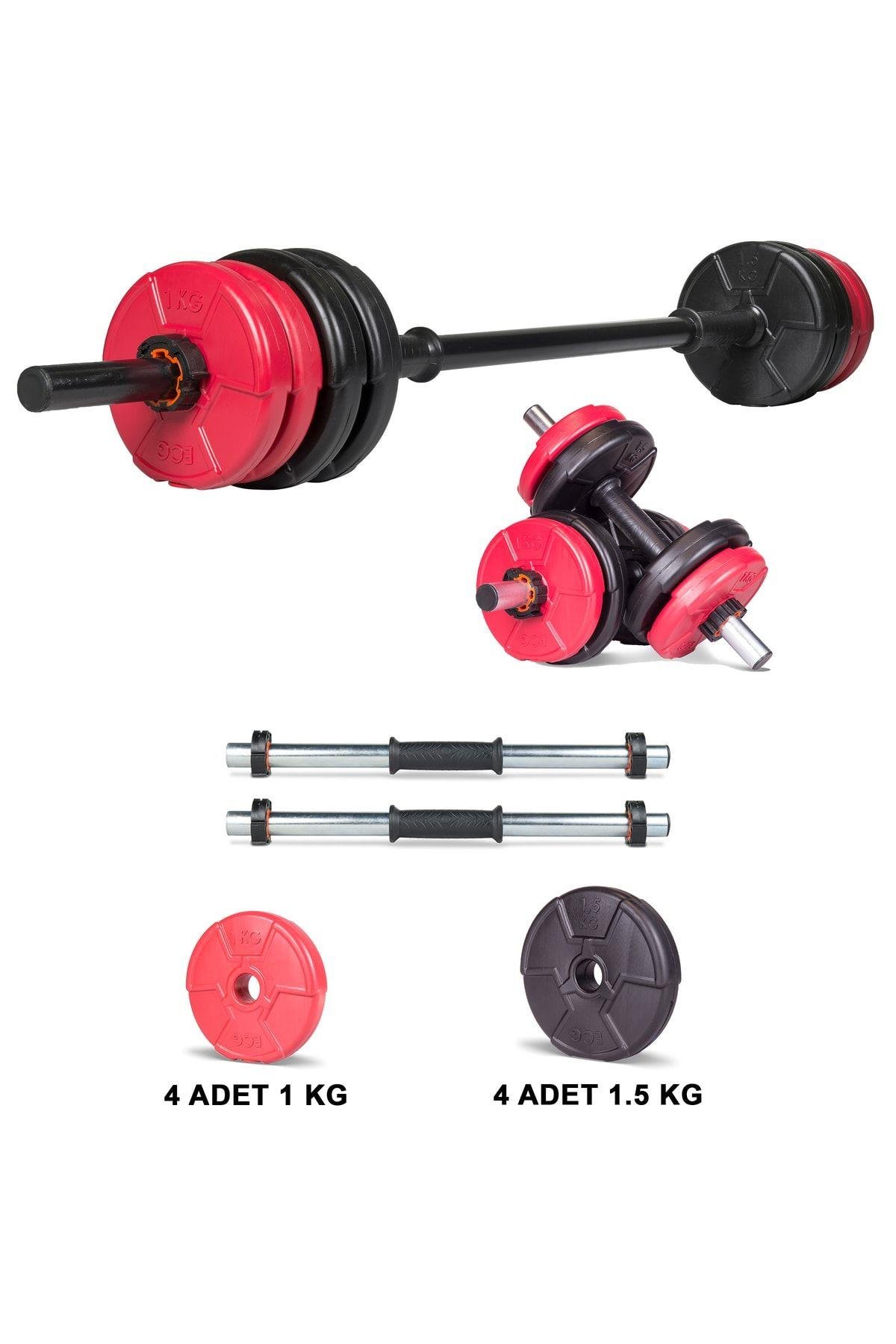 Ecgspor Halter ve Dambıl Seti 13–23 kg – Turuncu / Kırmızı