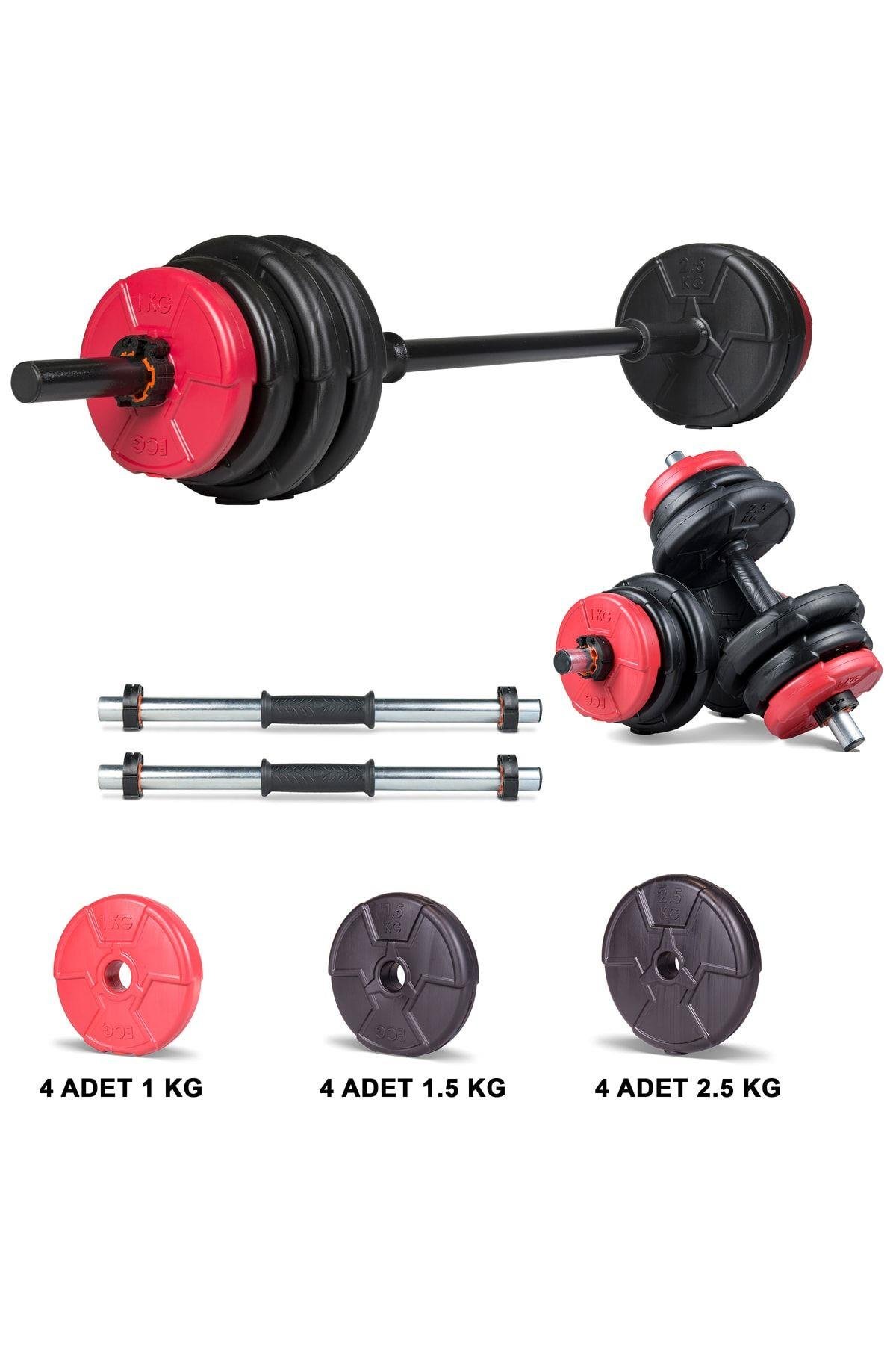 Ecgspor Halter ve Dambıl Seti 13–23 kg – Turuncu / Kırmızı