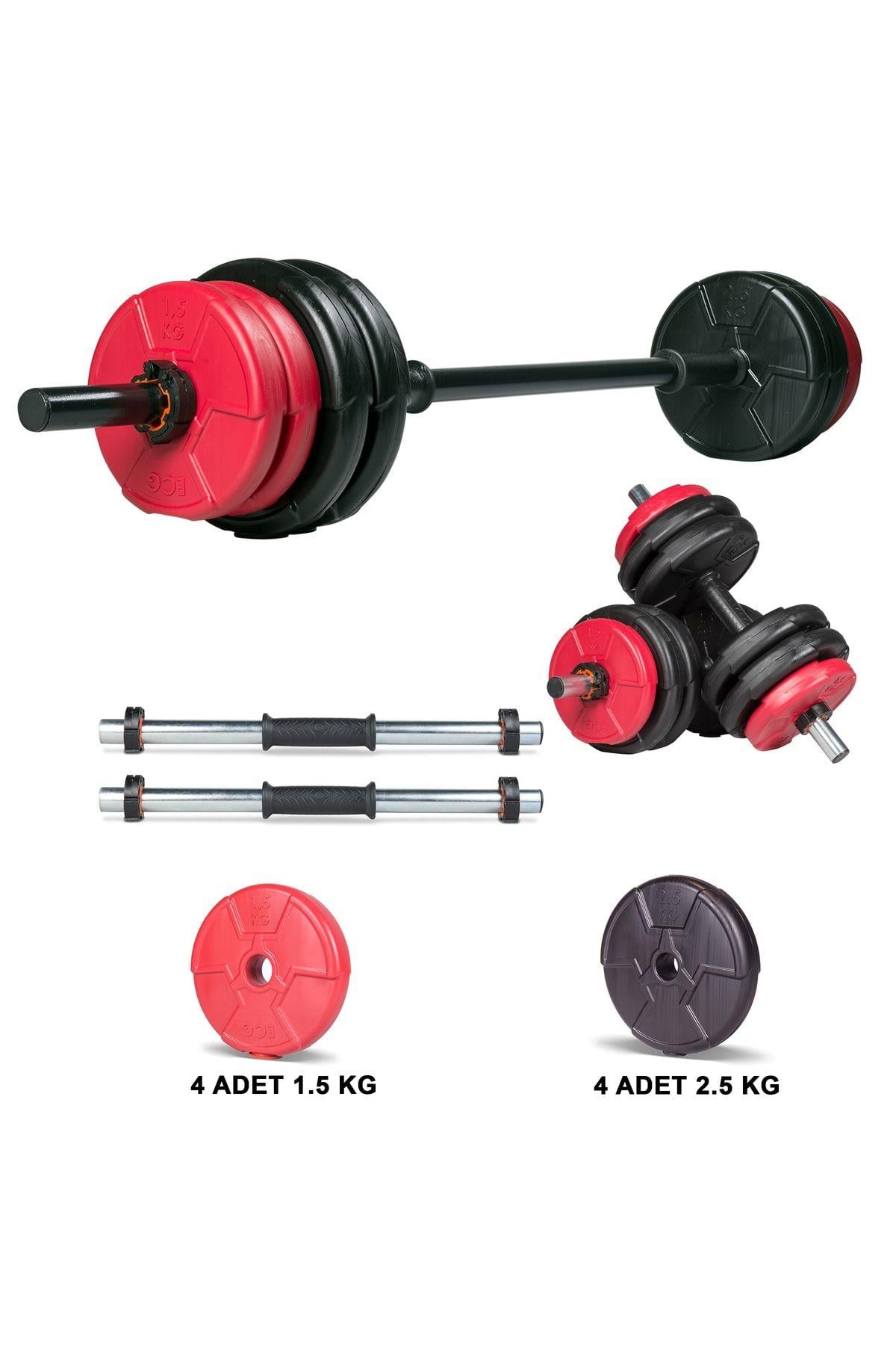 Ecgspor Halter ve Dambıl Seti 13–23 kg – Turuncu / Kırmızı