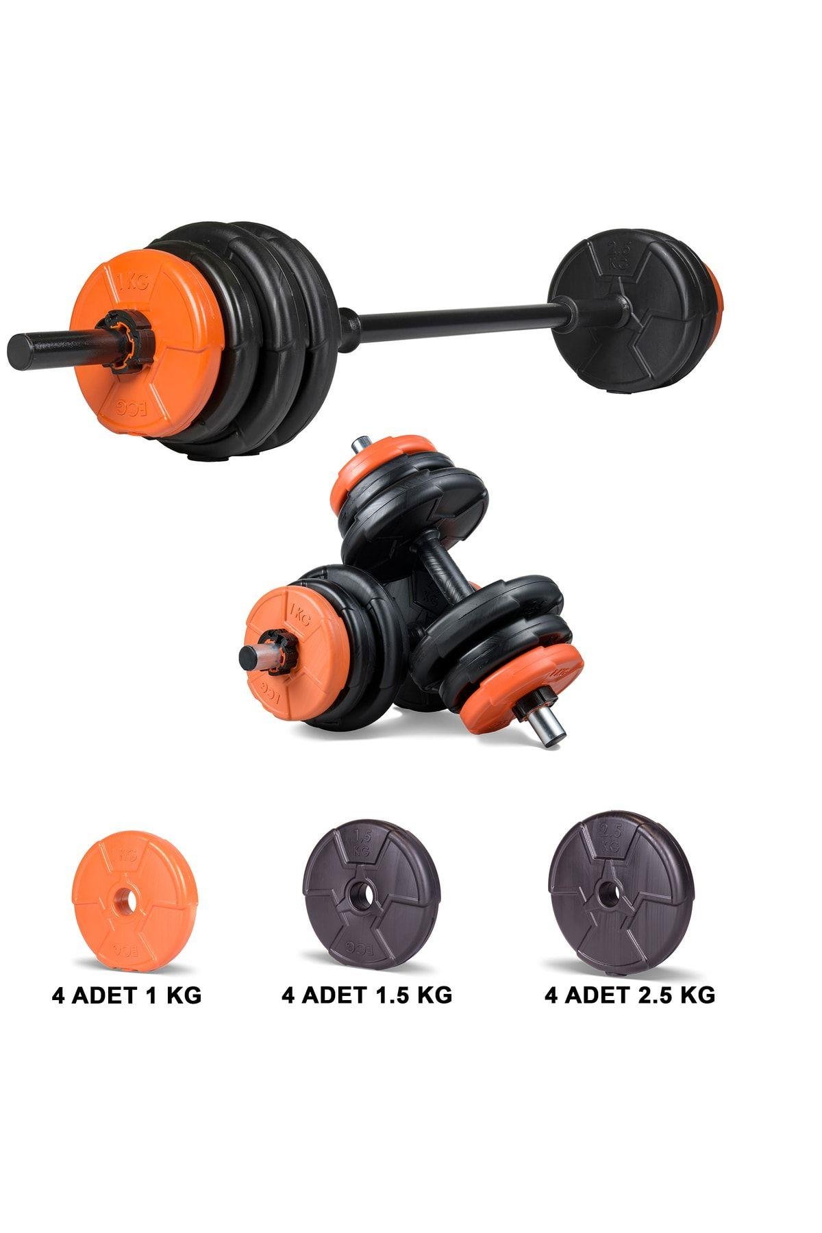 Ecgspor Halter ve Dambıl Seti 13–23 kg – Turuncu / Kırmızı