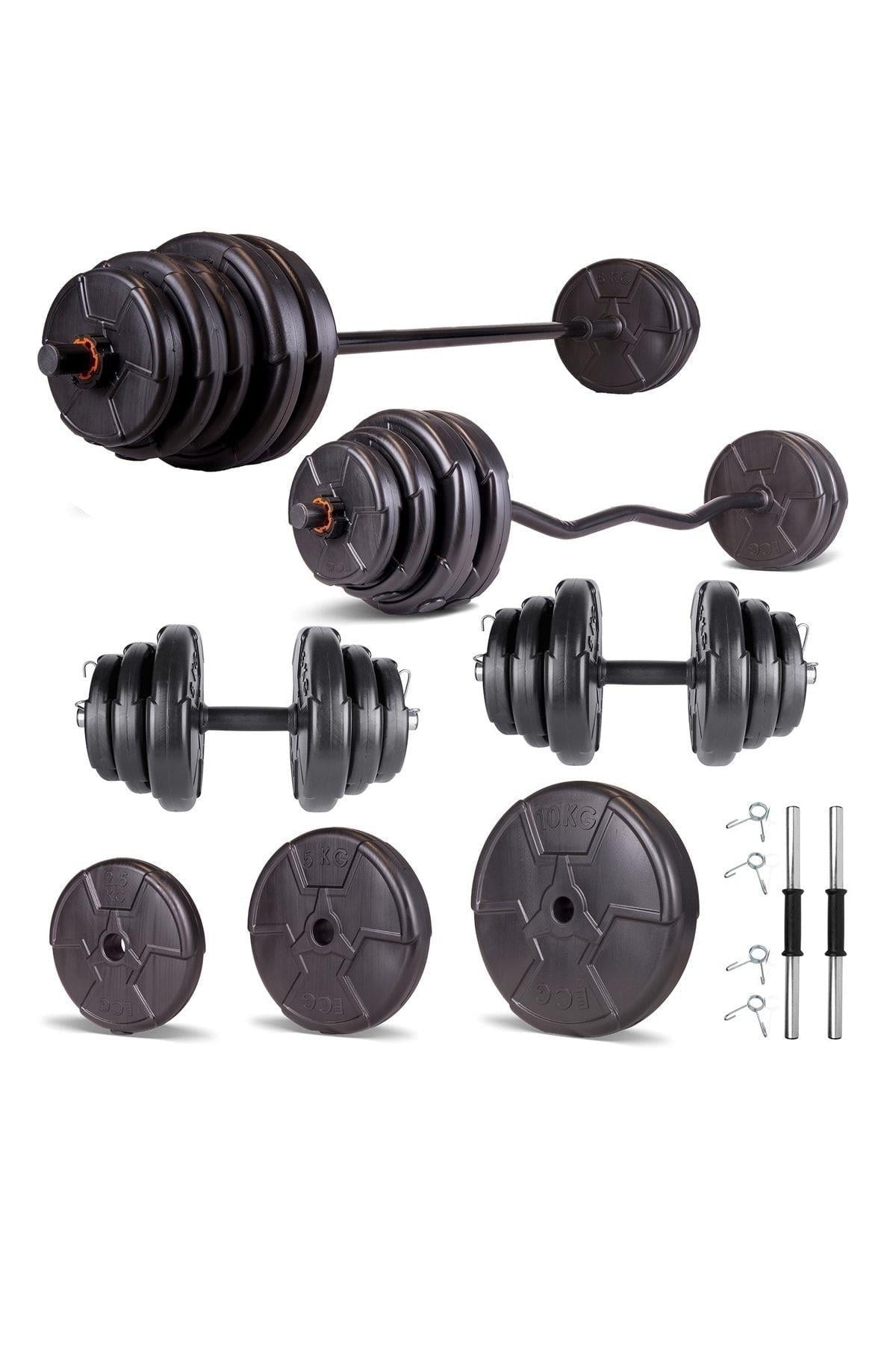 Ecgspor Halter ve Dambıl Seti 28 – 108 kg – 150 cm Düz Bar + 120 cm Z Bar
