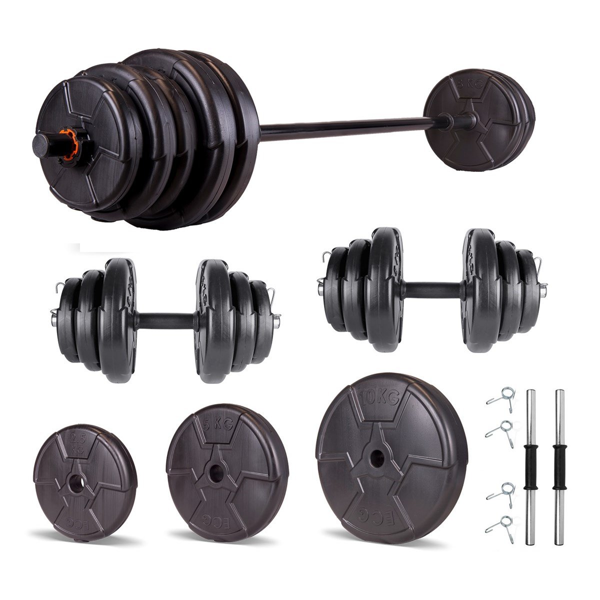 Ecgspor HERO Serisi 105 Kg Halter Seti ve Dambıl Seti Ağırlık Fitness Seti