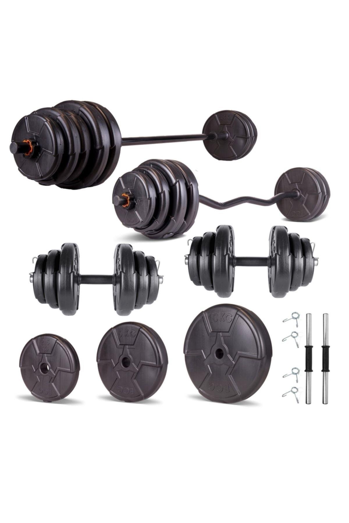 Ecgspor HERO Serisi 108 Kg Z Bar Halter Seti ve Dambıl Seti Ağırlık Fitness Seti