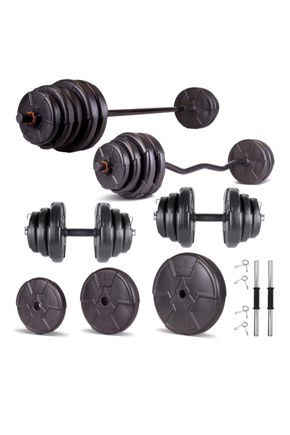 Ecgspor HERO Serisi 68 Kg Z Bar Halter Seti ve Dambıl Seti Ağırlık Fitness Seti
