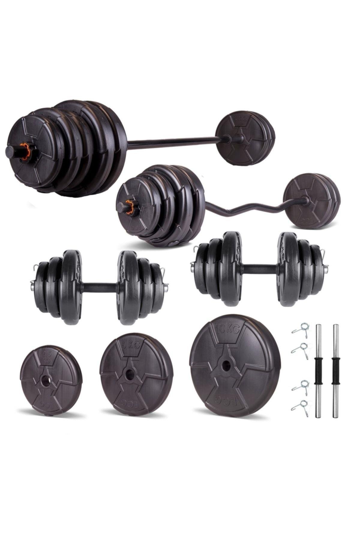 Ecgspor HERO Serisi 98 Kg Z Bar Halter Seti ve Dambıl Seti Ağırlık Fitness Seti