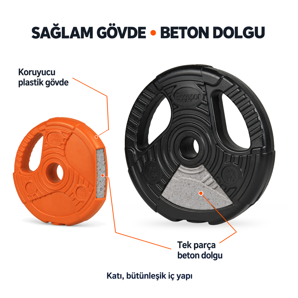 Ecgspor YILDIZ Serisi 22 KG Multifonksiyonel Turuncu Siyah Halter Seti ve Dambıl Seti