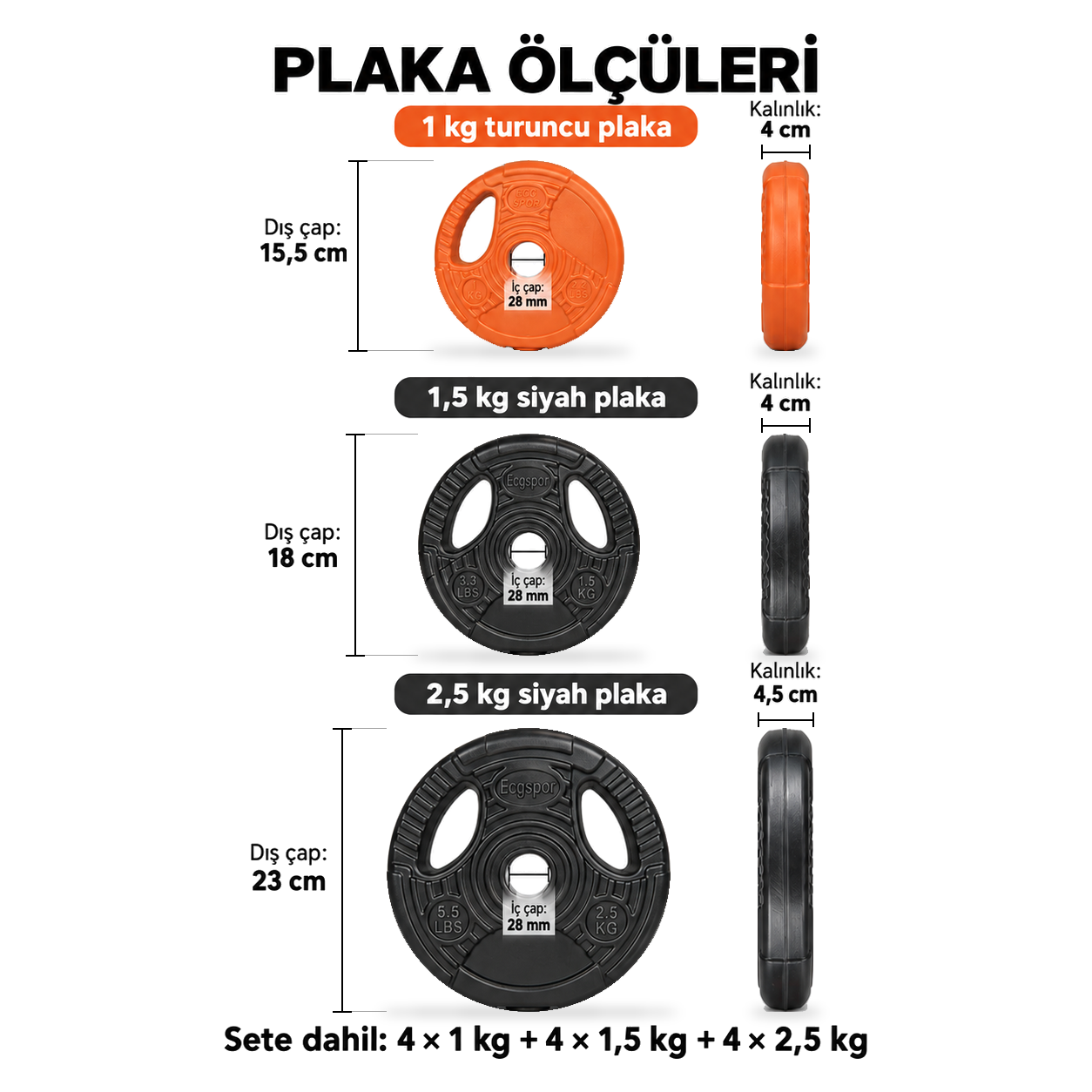 Ecgspor YILDIZ Serisi 22 KG Multifonksiyonel Turuncu Siyah Halter Seti ve Dambıl Seti