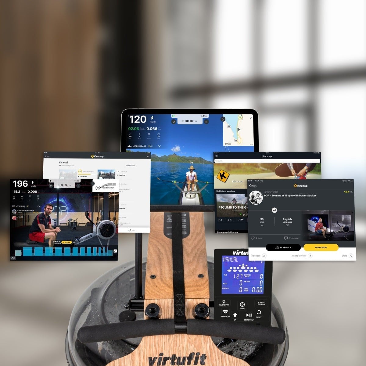 VirtuFit Elite Su Dirençli Ahşap Kürek Makinesi – Meşe