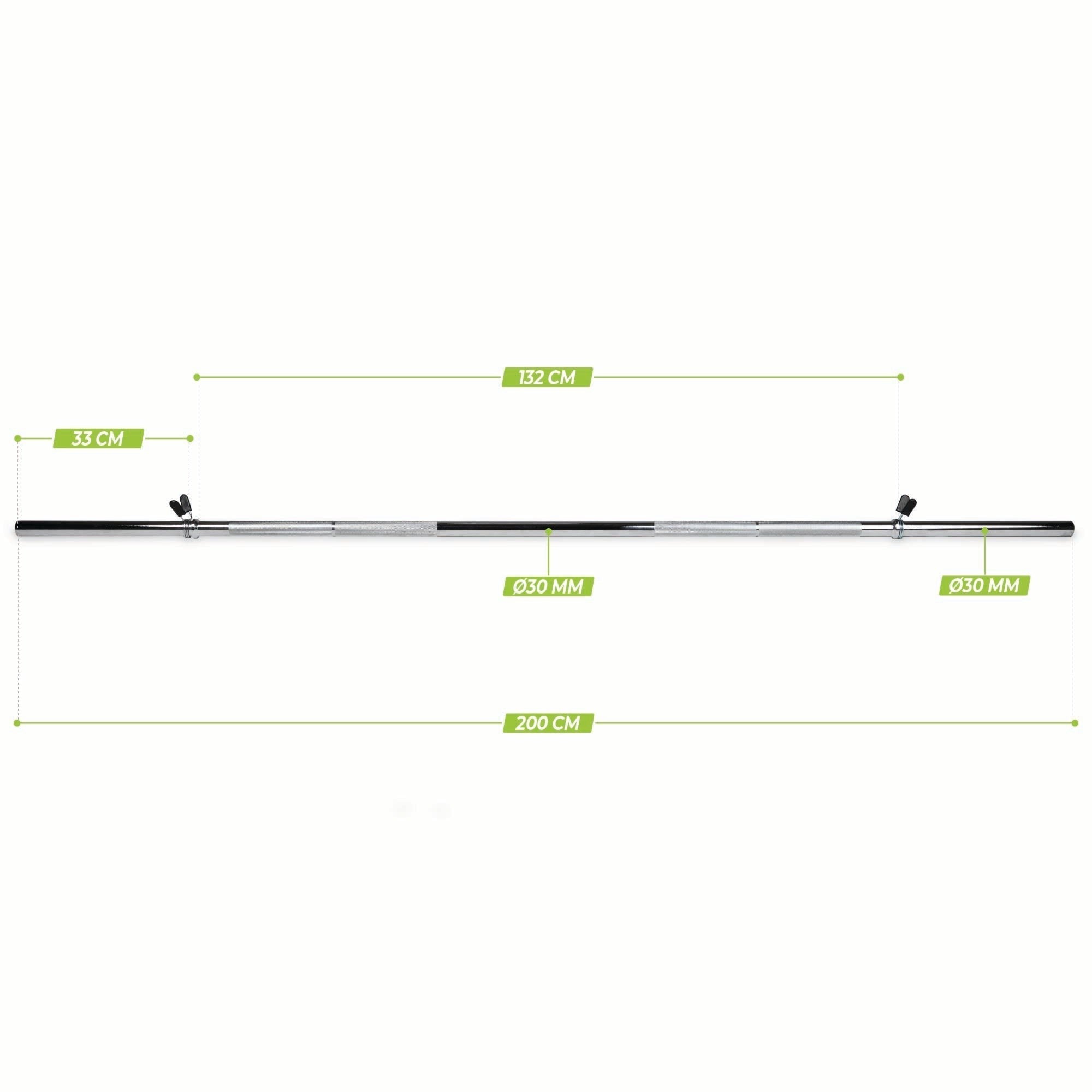 VirtuFit Halter Barı – 200 cm – 30 mm – Yaylı Klips Kilitli