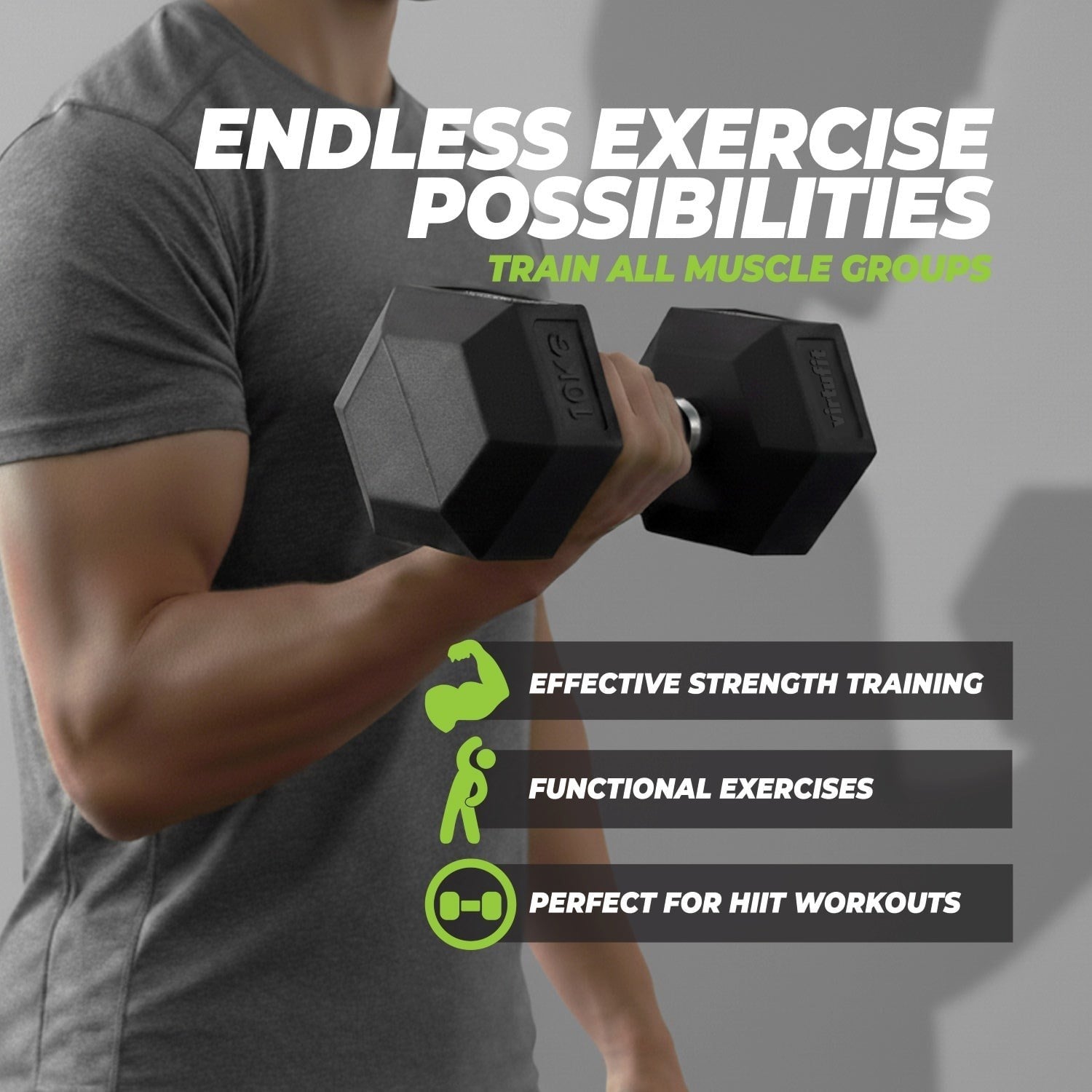 VirtuFit Hexa Dumbbell Pro – Altıgen Dambıl – 25 kg (Tek)