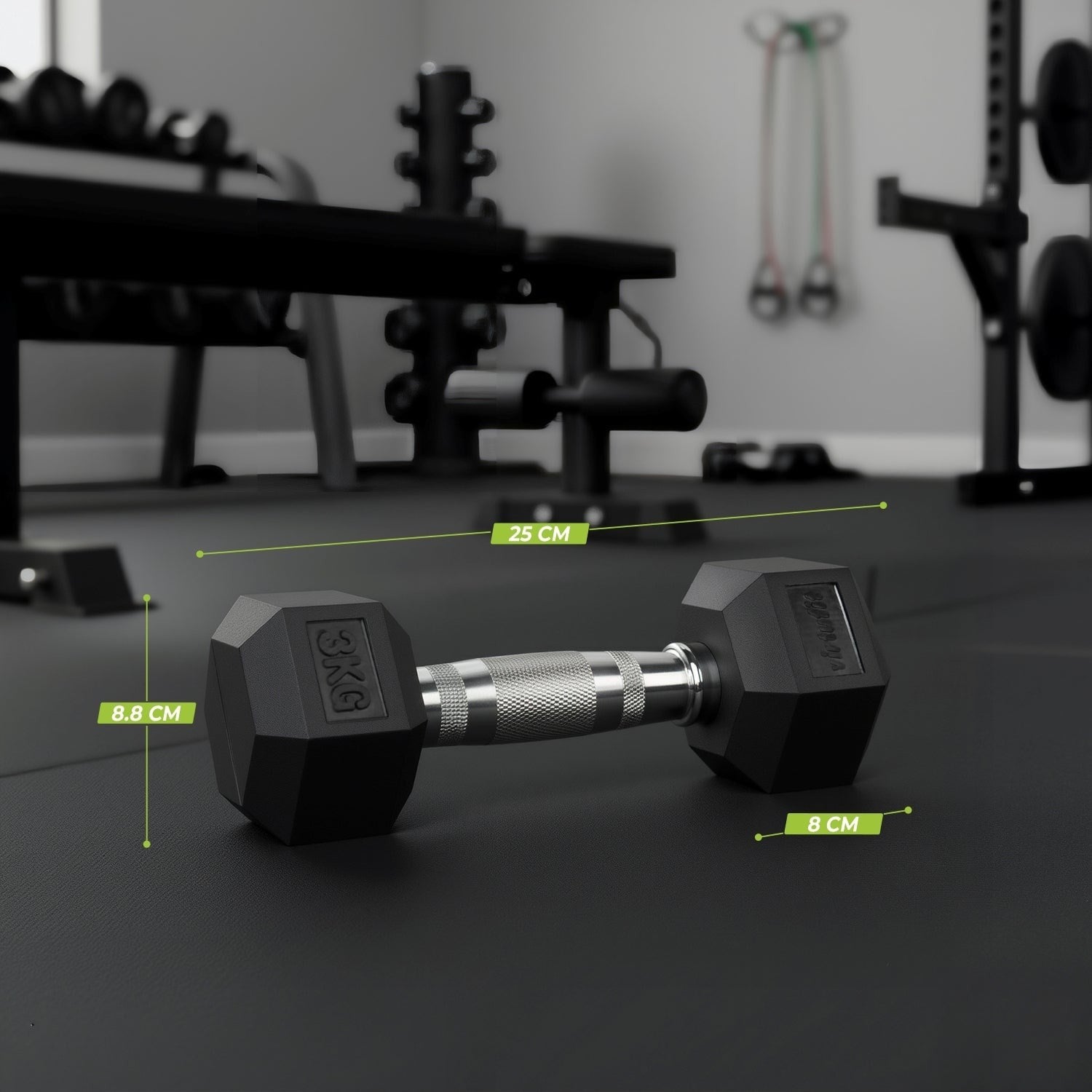 VirtuFit Hexa Dumbbell Pro – Altıgen Dambıl – 3 kg (Tek)
