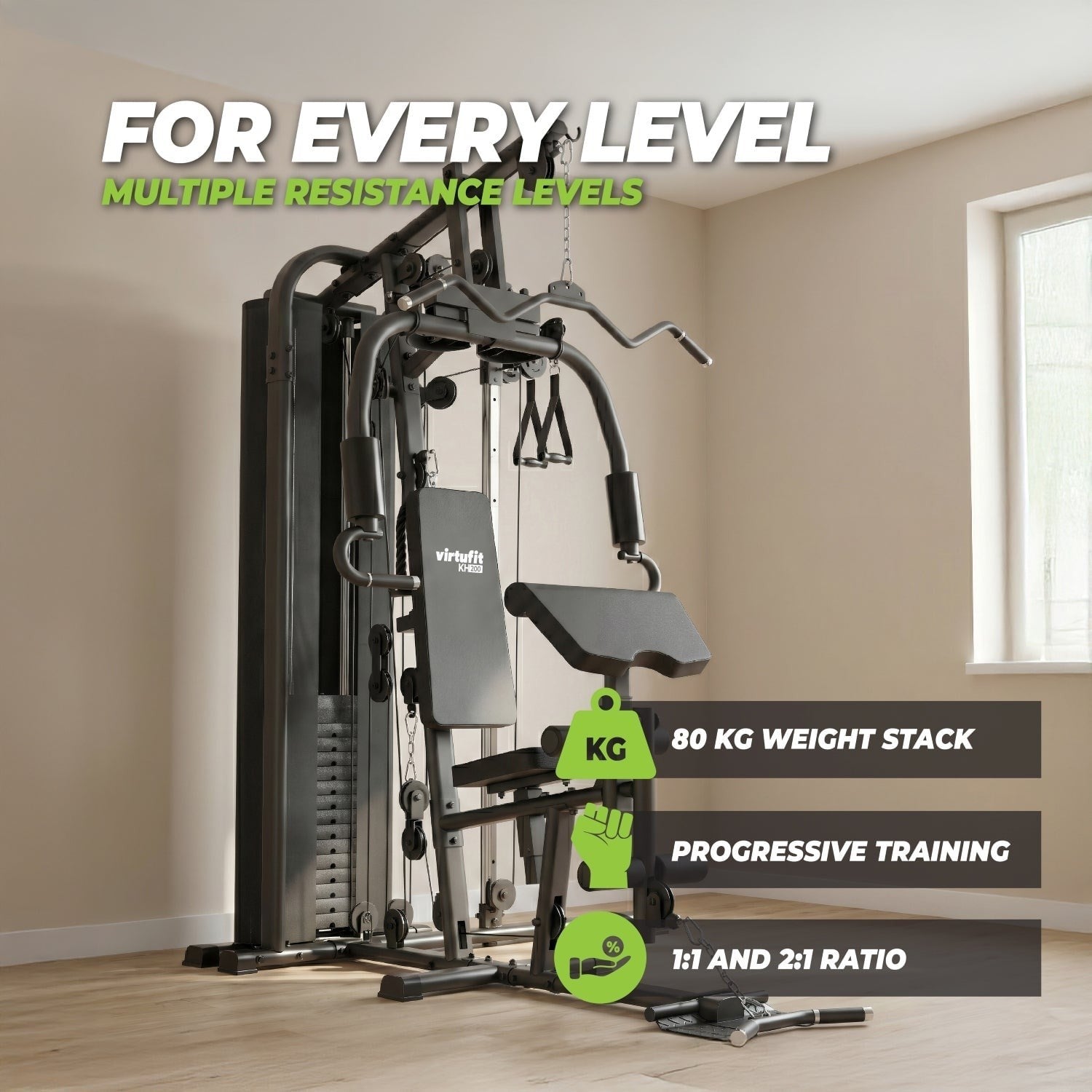 VirtuFit KH200 Home Gym – Kuvvet İstasyonu – 80 kg Ağırlık Takımı