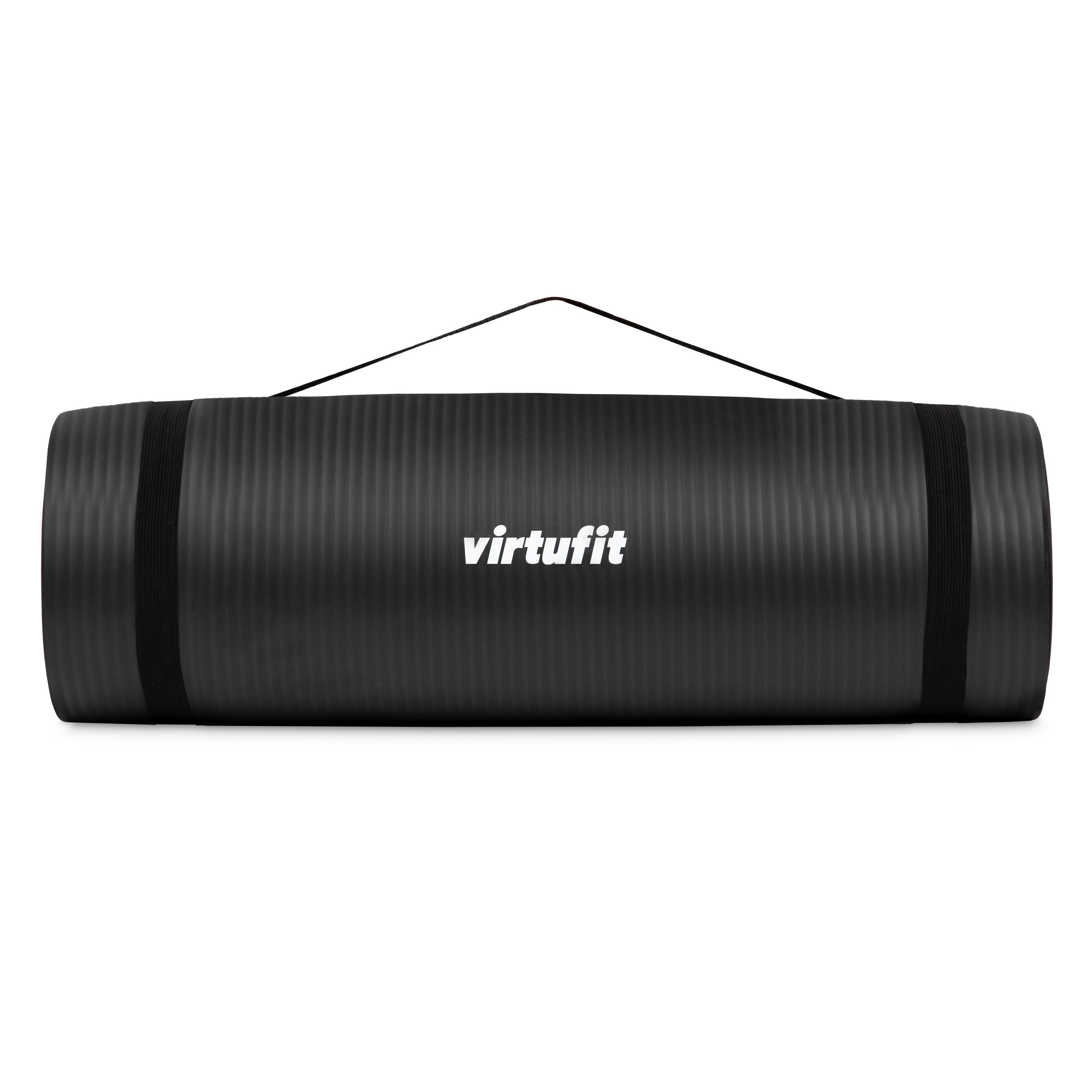 VirtuFit NBR Fitness Matı – 180 × 60 × 1,5 cm – Siyah – Taşıma İpli