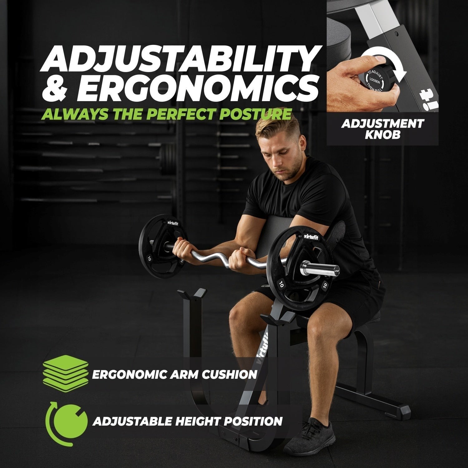VirtuFit Preacher Curl İstasyonu – Biceps Bankı