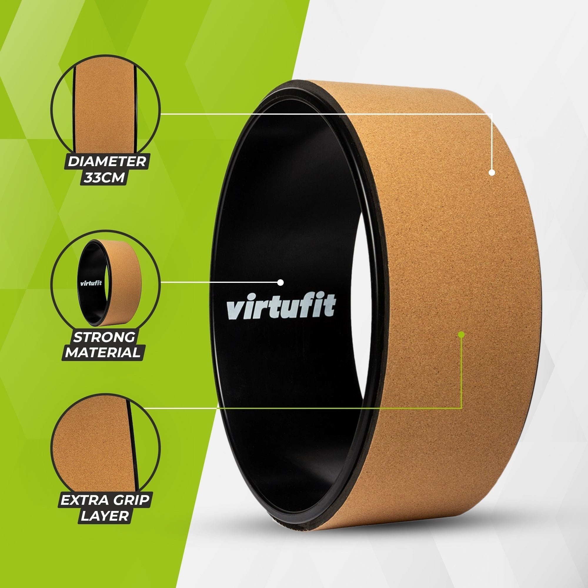 VirtuFit Premium Mantar Yoga Tekerleği – Ekolojik – 33 cm