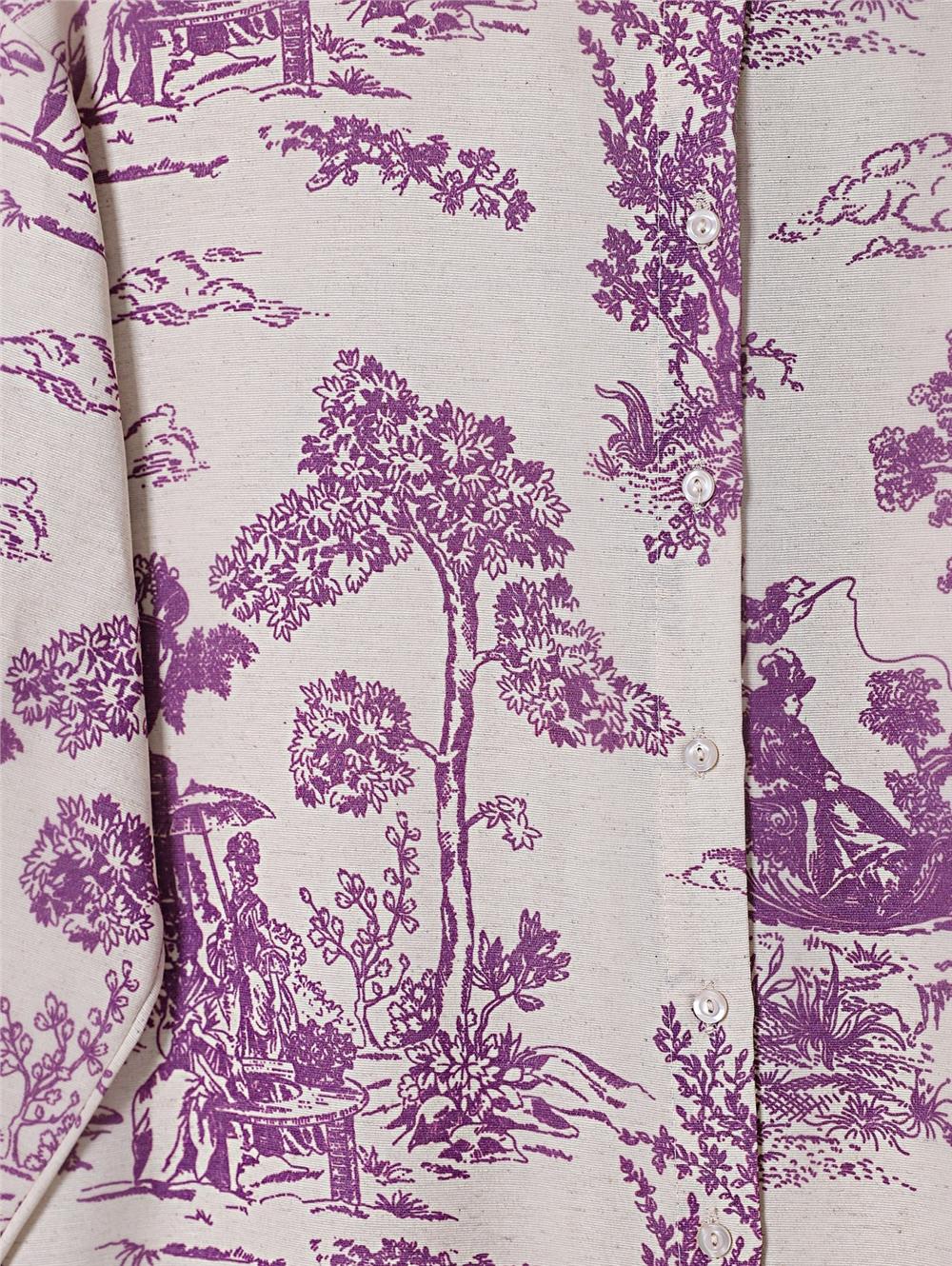 Tree Figured Linen Shirt - Plum-138-20222-R09