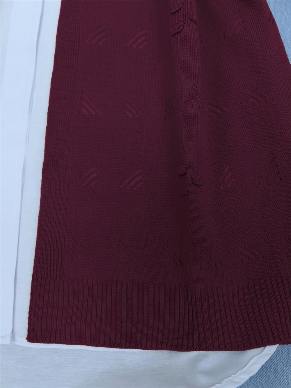 Ajurlu Araboy Triko Hırka   -Bordo-109-1058-R04