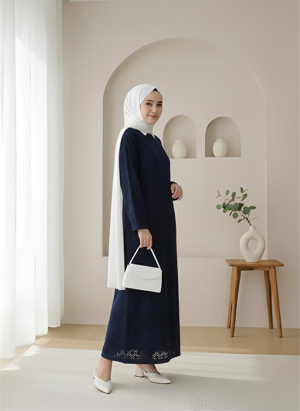 Ajurlu Desenli Triko Elbise -Laci-109-9763-R03