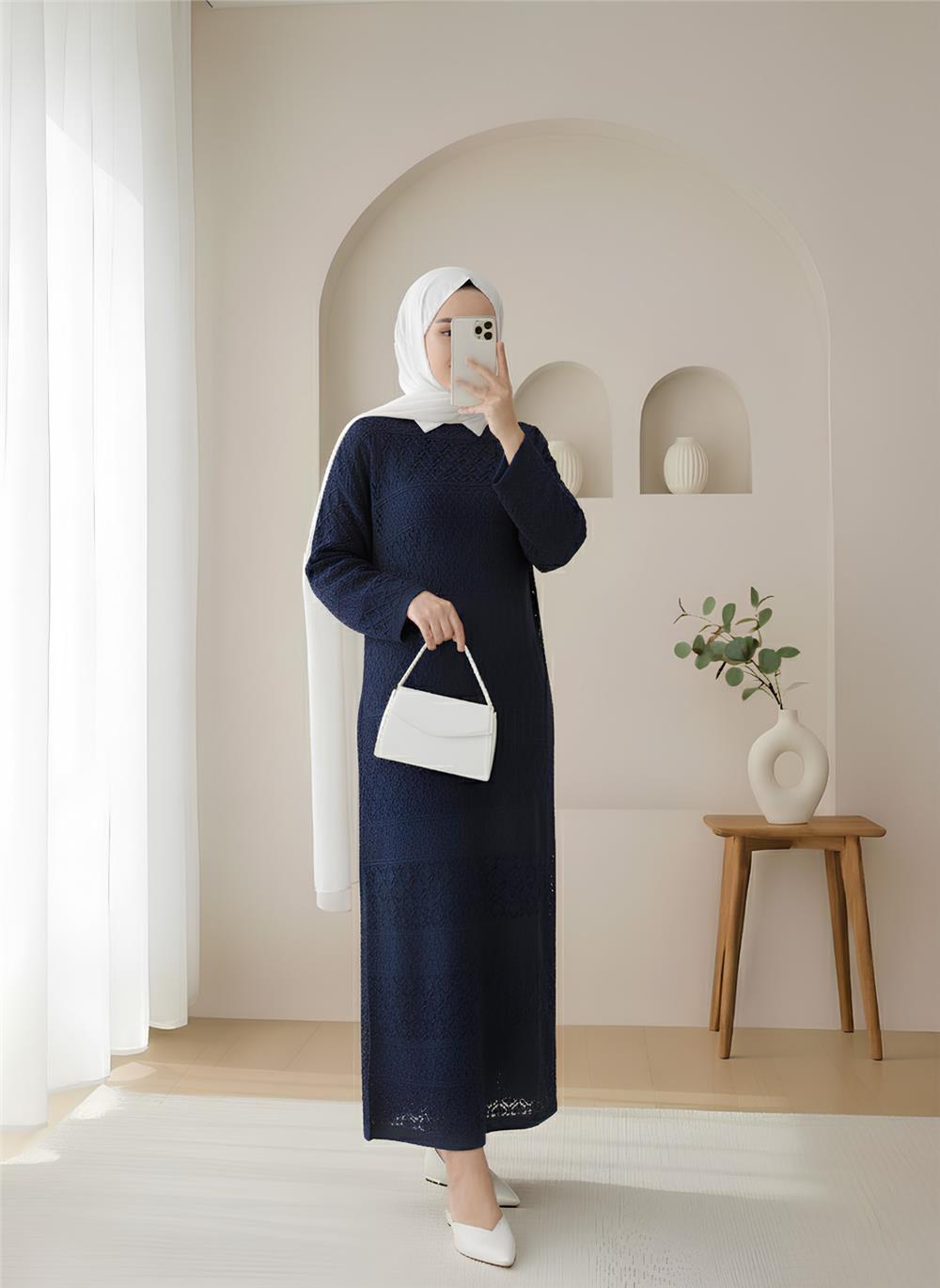 Ajurlu Desenli Triko Elbise -Laci-109-9763-R03
