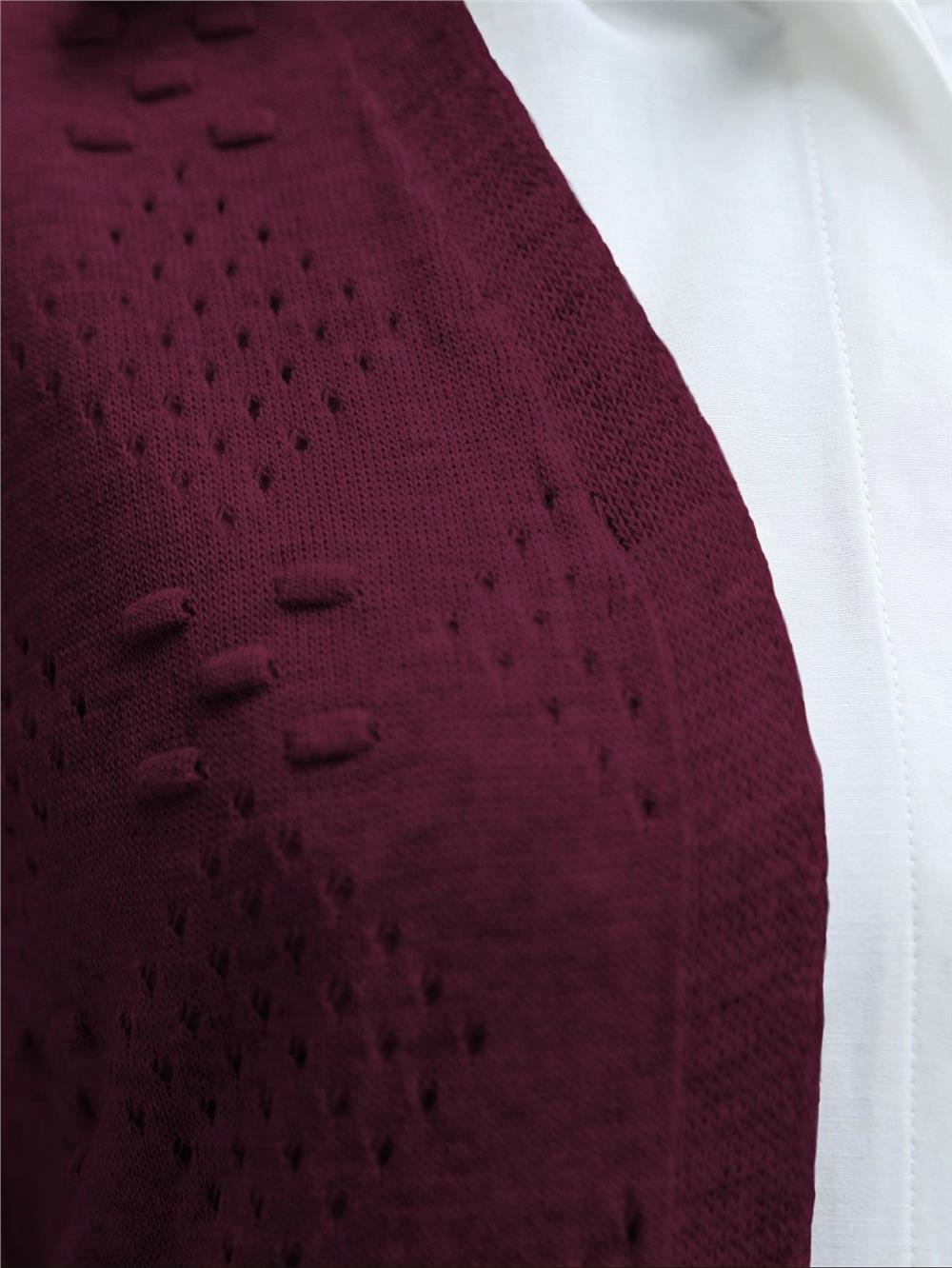 Ajurlu Ponponlu Araboy Triko Yelek    -Bordo-109-1002-R04