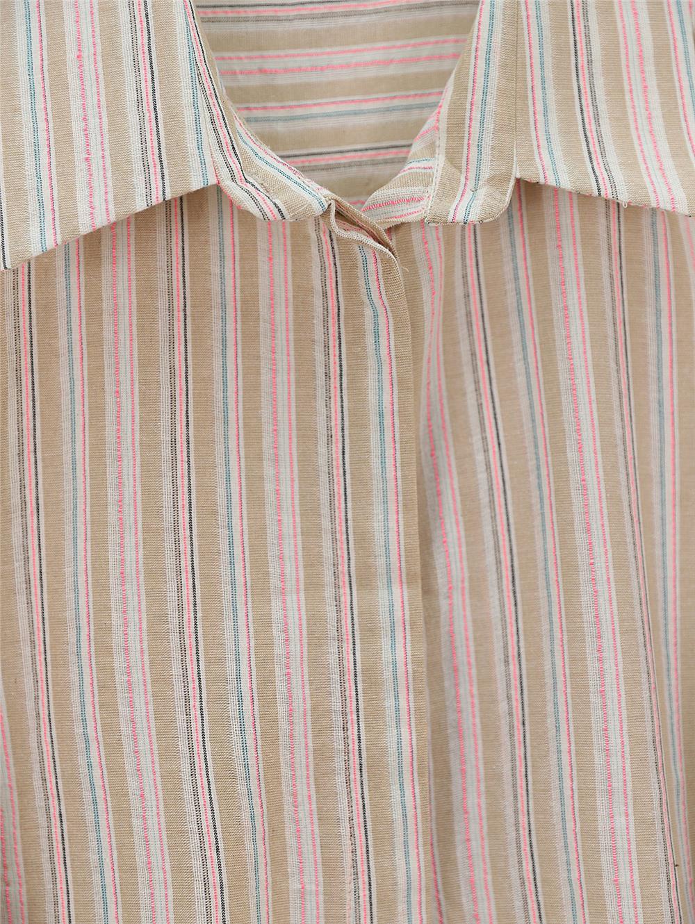 Oversize Shirt with Long Embossed Stripes on the Back - Mink-370-34244-R23