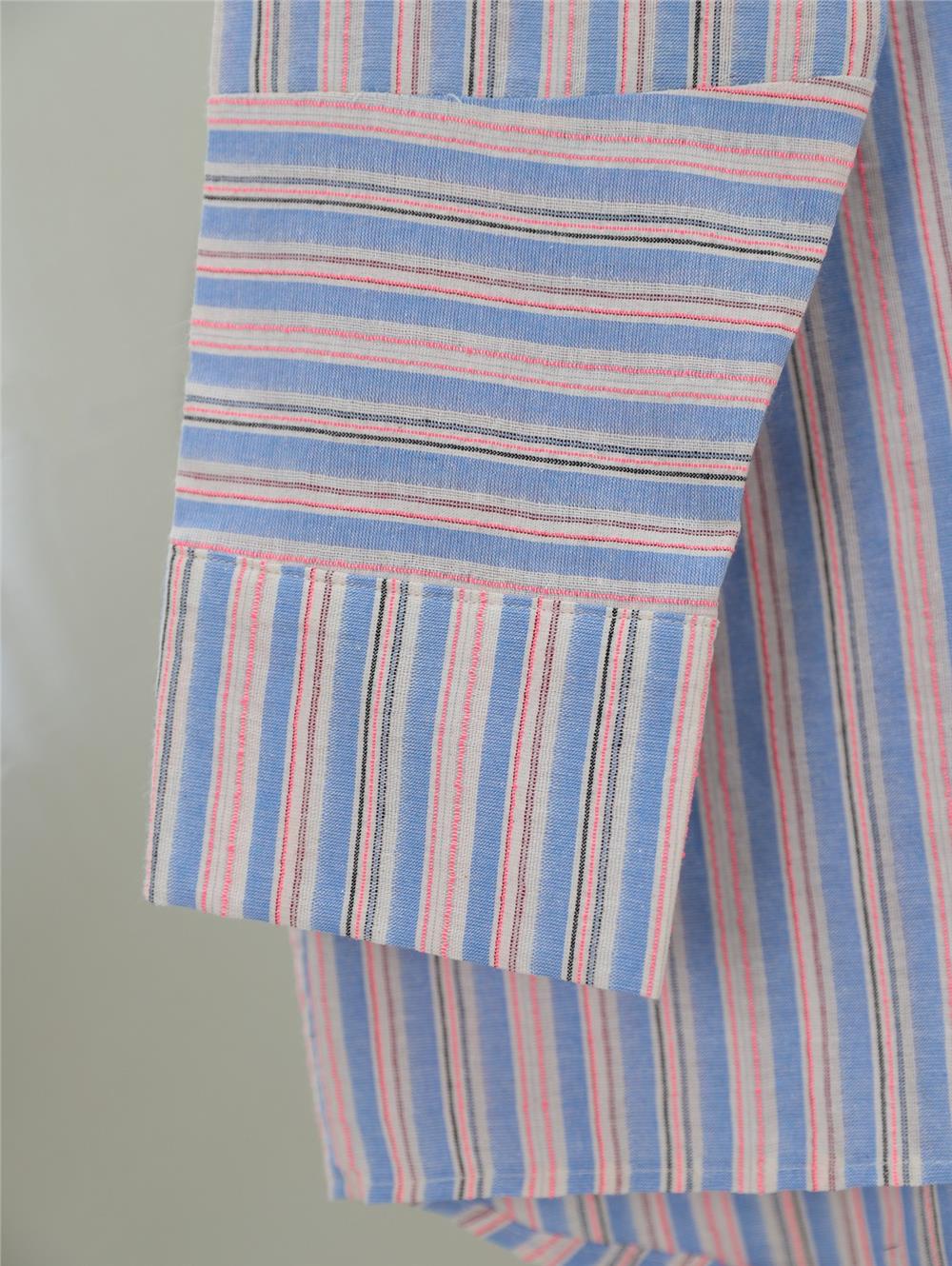 Oversize Shirt with Long Embossed Stripes on the Back - Blue-370-34244-R31
