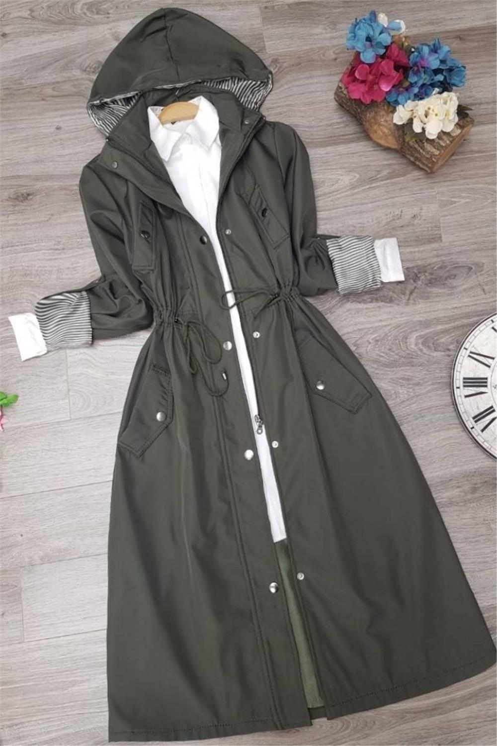 Lined Trench Coat -Khaki-148-2181-R05