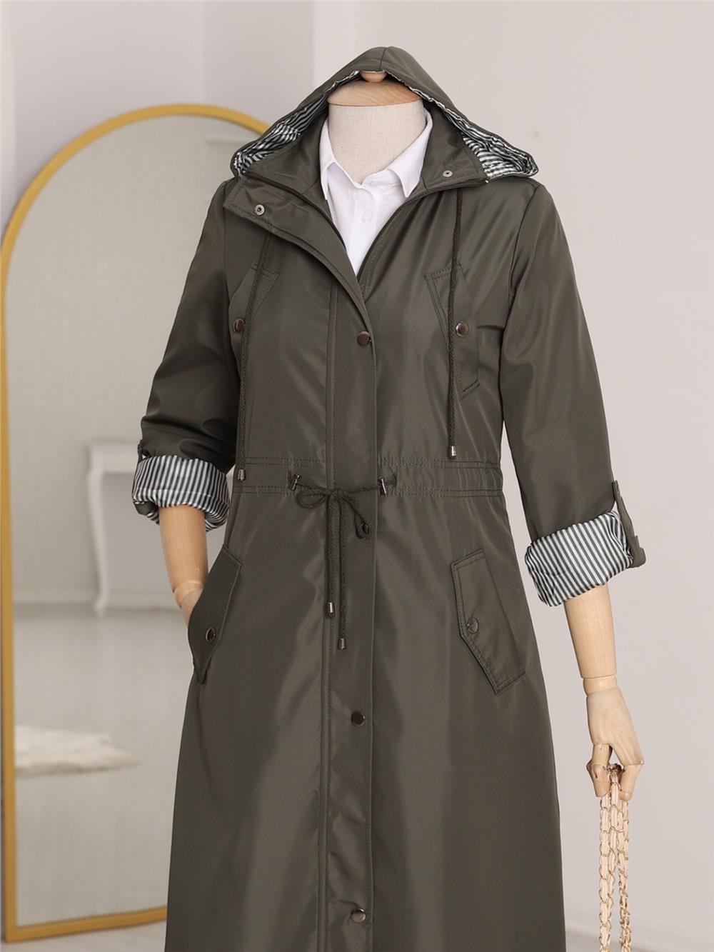 Lined Trench Coat -Khaki-148-2181-R05