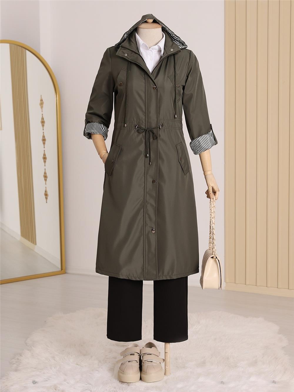 Lined Trench Coat -Khaki-148-2181-R05
