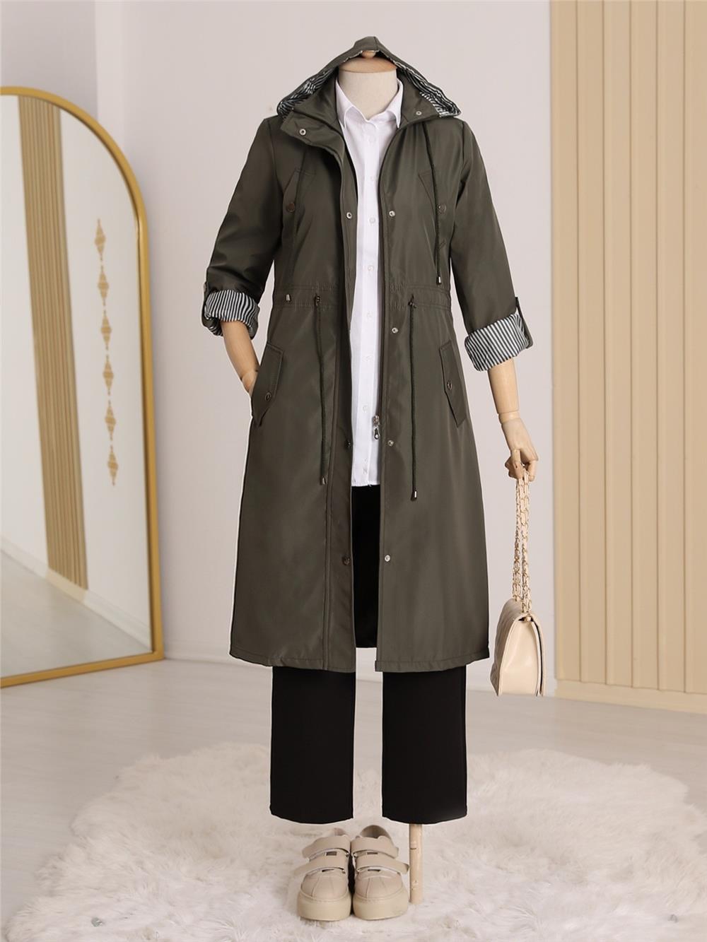Lined Trench Coat -Khaki-148-2181-R05