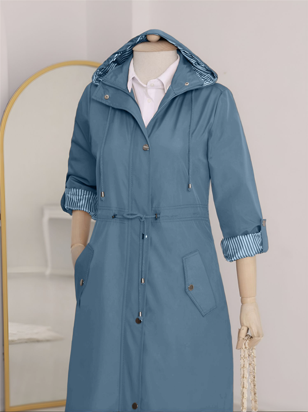 Lined Trench Coat - Indigo-148-2129-R21