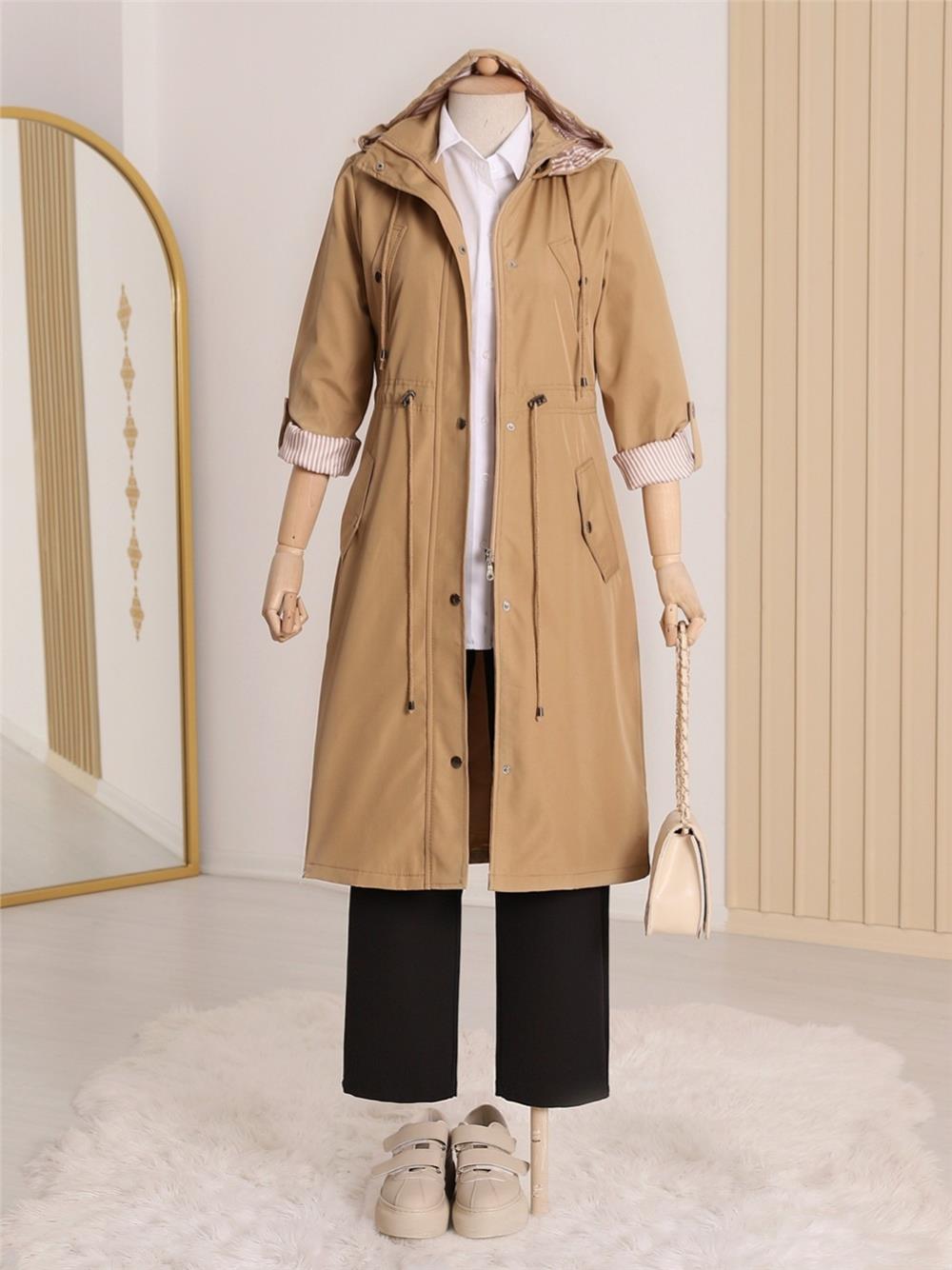 Lined Trench Coat -Mink Color-148-2181-R23