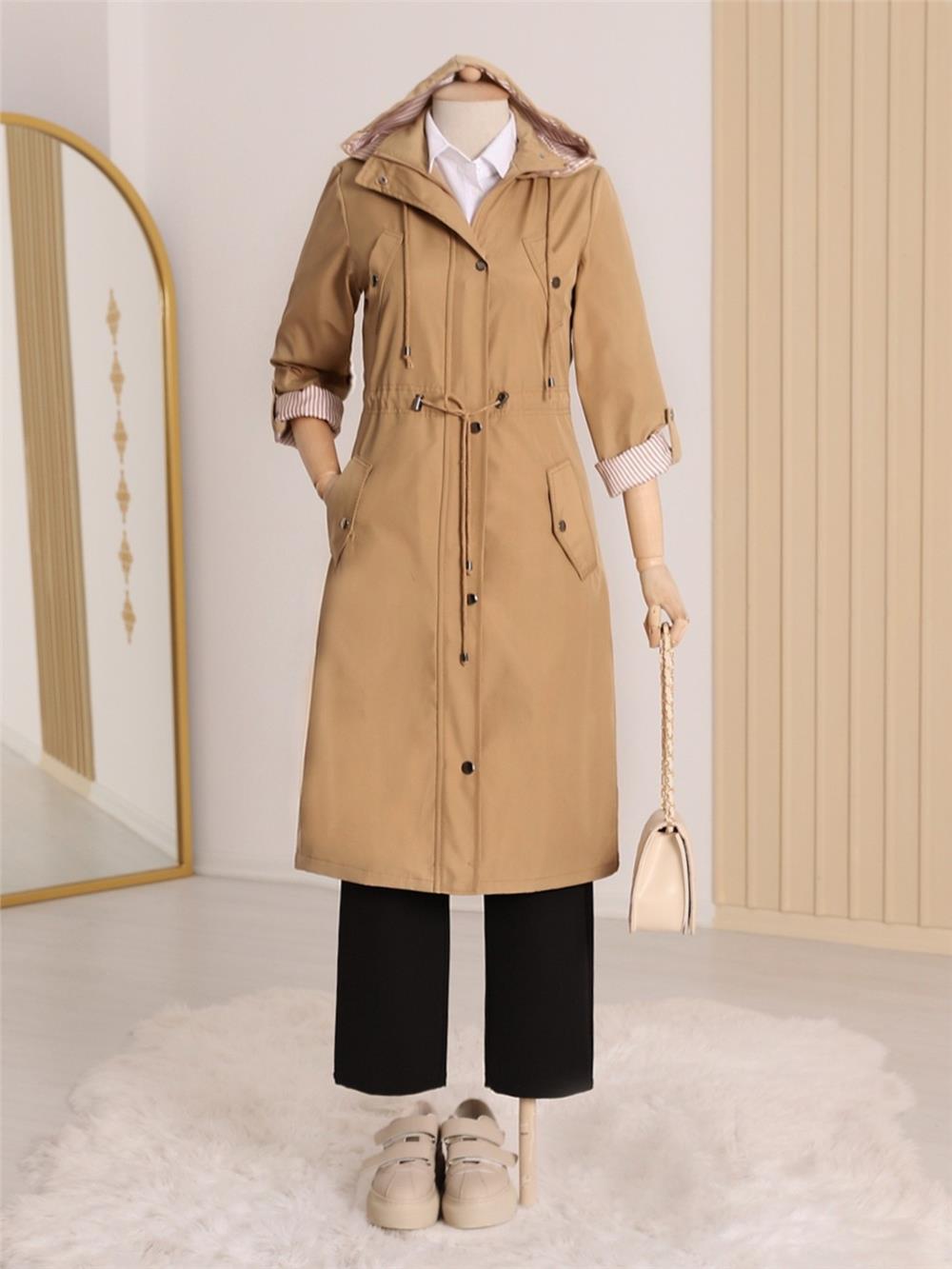 Lined Trench Coat -Mink Color-148-2181-R23