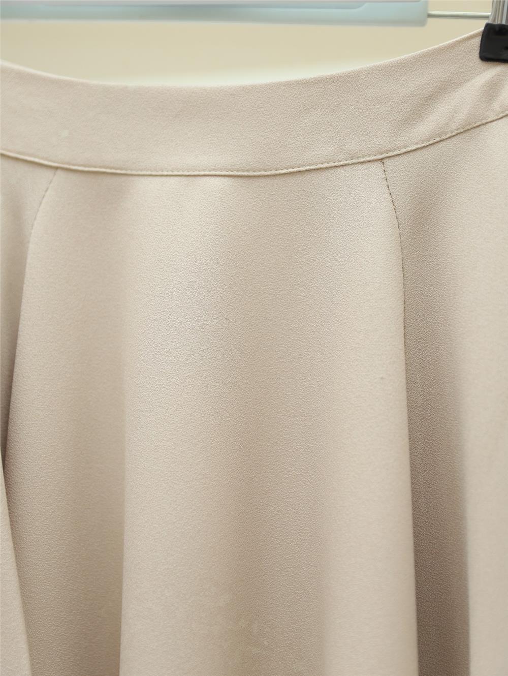 Balloon Sleeve Crepe Blouse Skirt Set -Beige-253-12899-R56