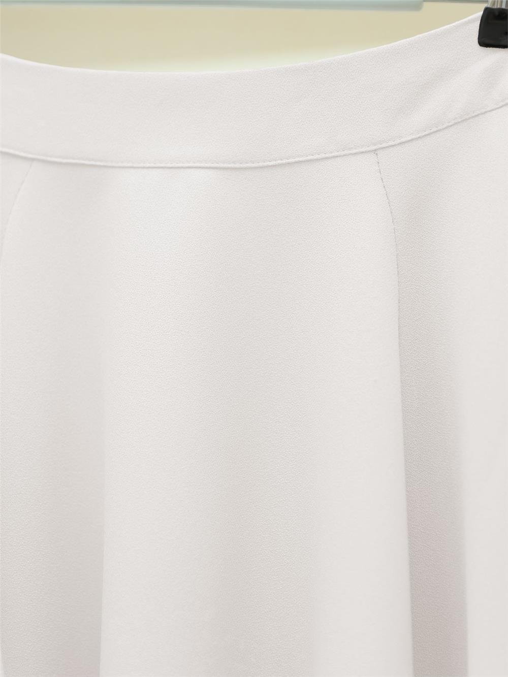 Balloon Sleeve Crepe Blouse Skirt Set -White-253-12899-R02