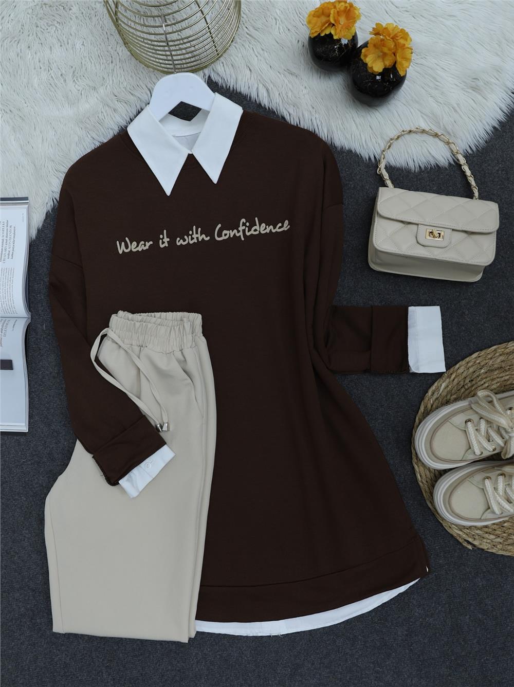 Printed Combed Cotton Sweat -K. Coffee-153-0536-R54