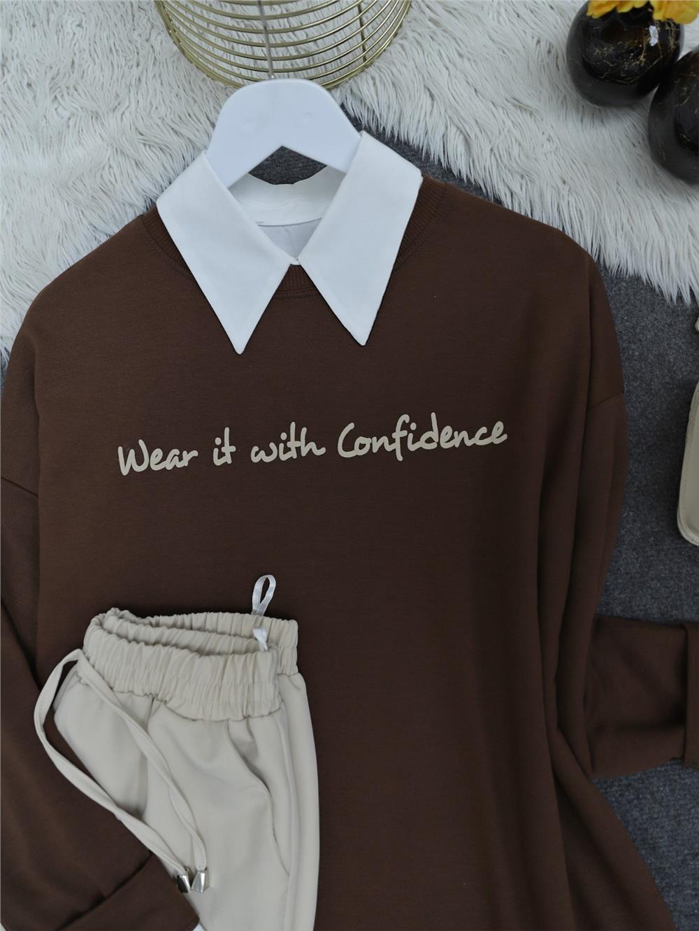 Printed Combed Cotton Sweat -K. Coffee-153-0536-R54