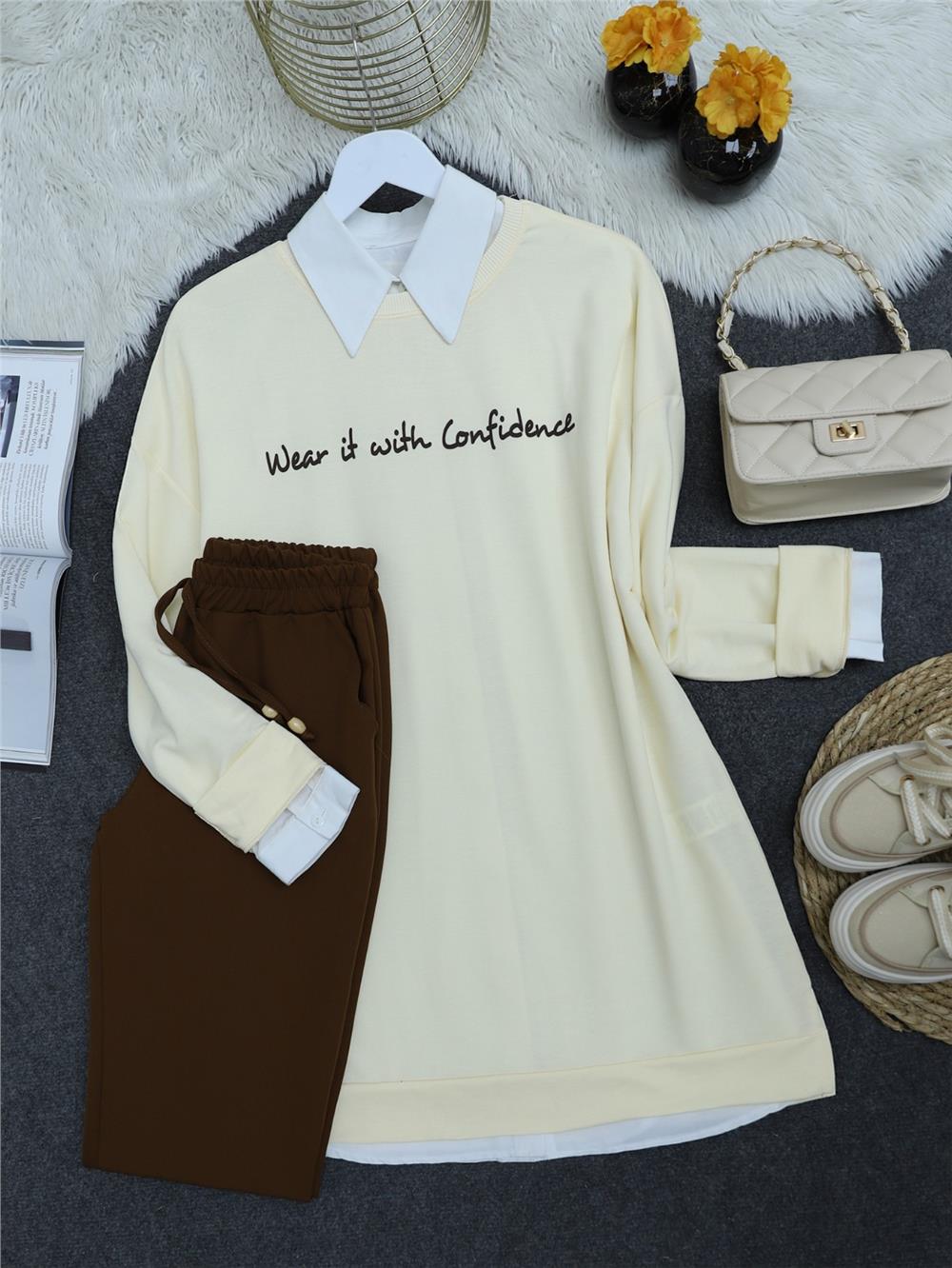Printed Combed Cotton Sweat - Cream-153-0536-R28