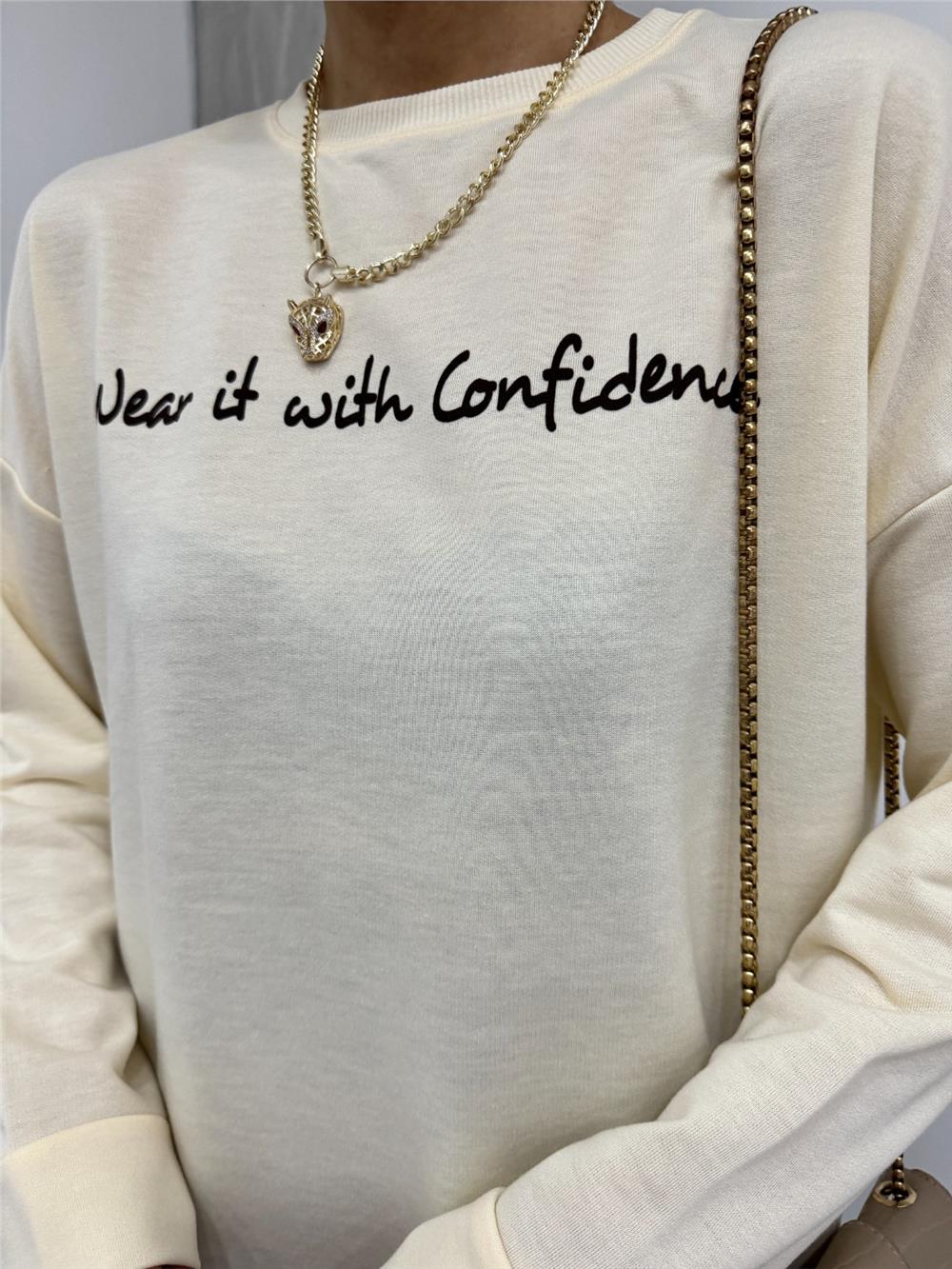 Printed Combed Cotton Sweat - Cream-153-0536-R28