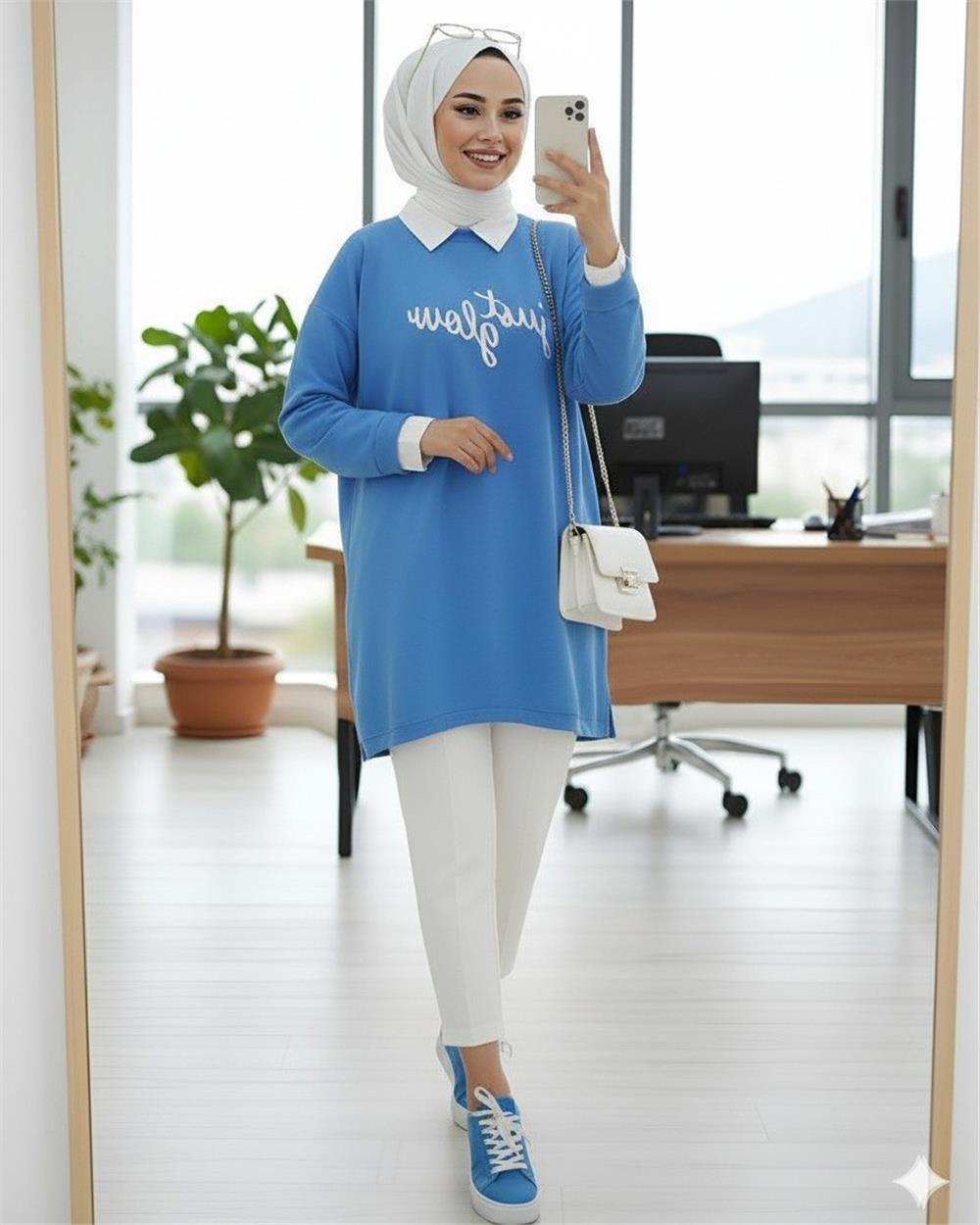 Printed Combed Cotton Sweat -Blue-153-0535-R31